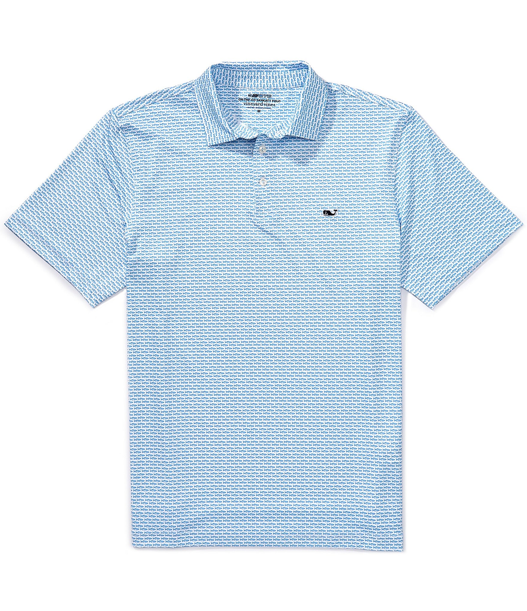 Vineyard Vines Fish Print Sankaty Performance Stretch Short Sleeve Polo Shirt