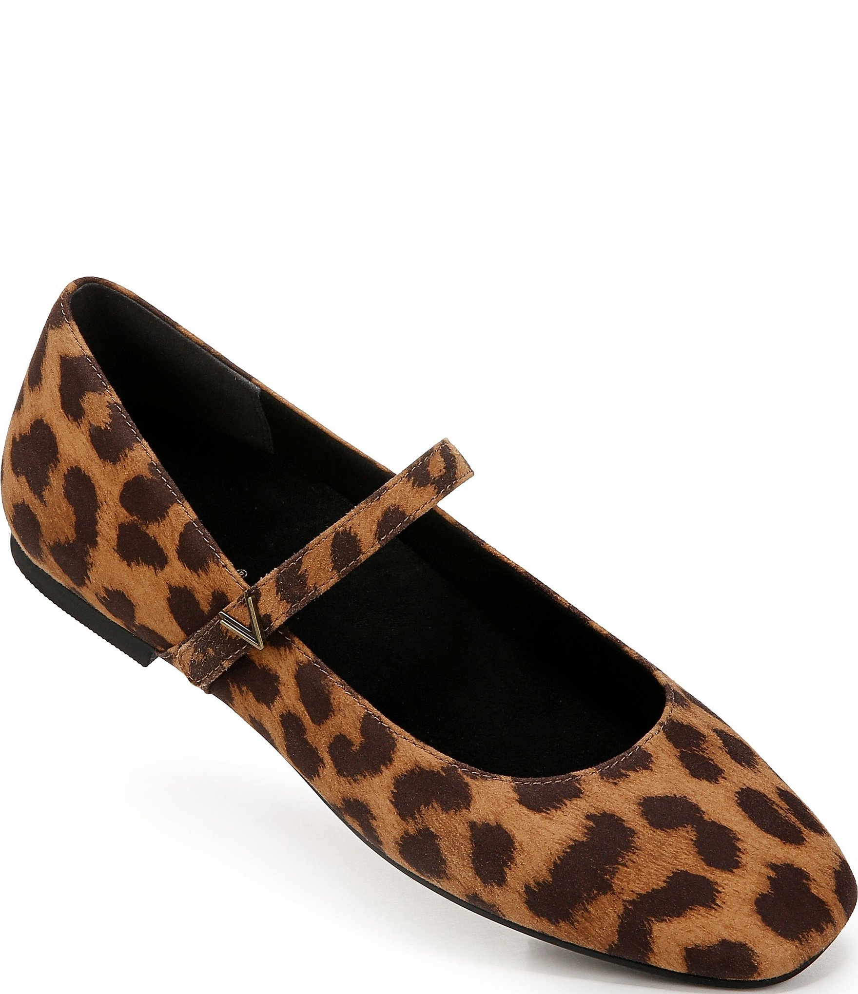 Vionic Alameda Suede Leopard Print Mary Jane Flats