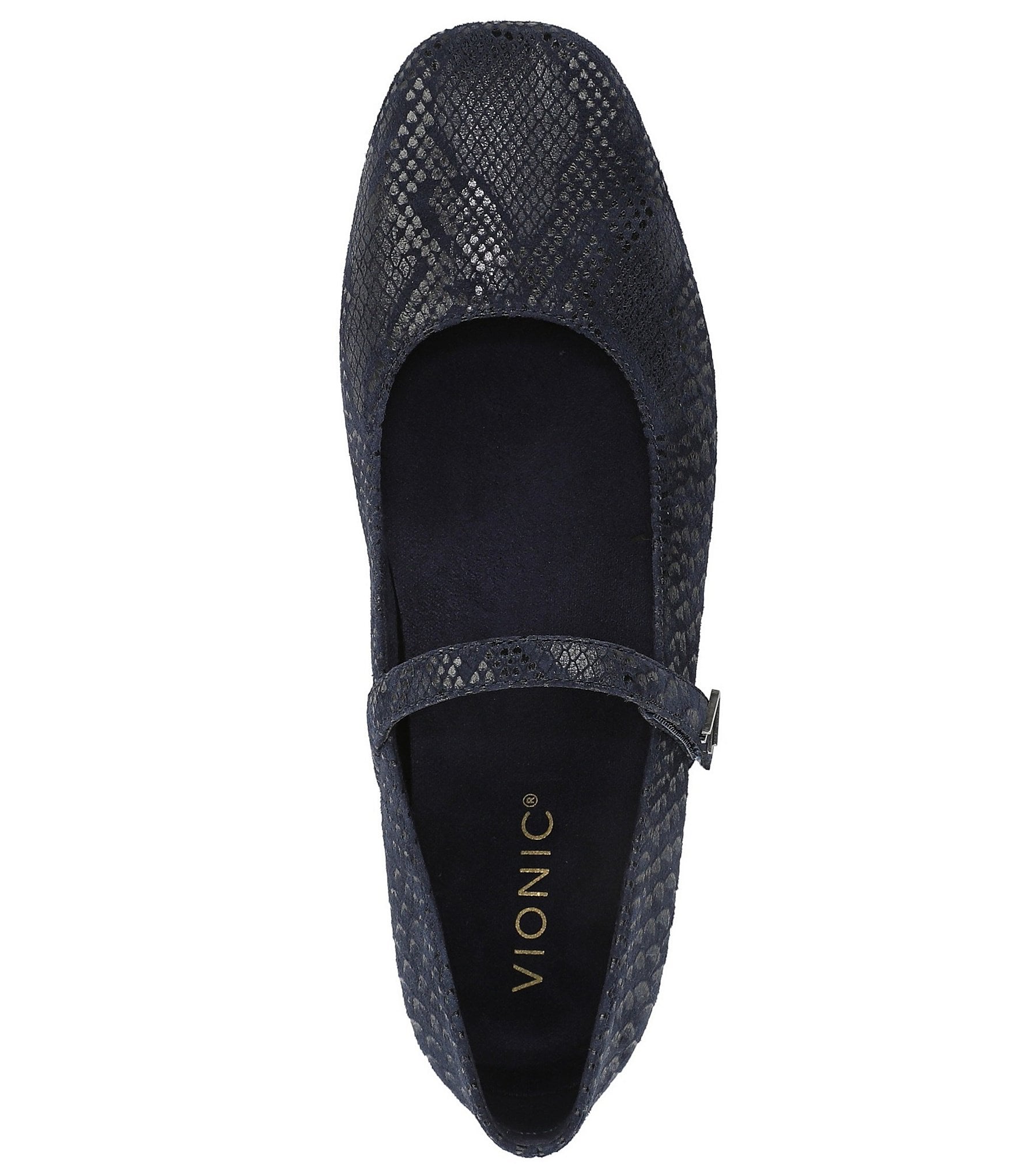 Vionic Alameda Suede Snake Print Mary Jane Flats