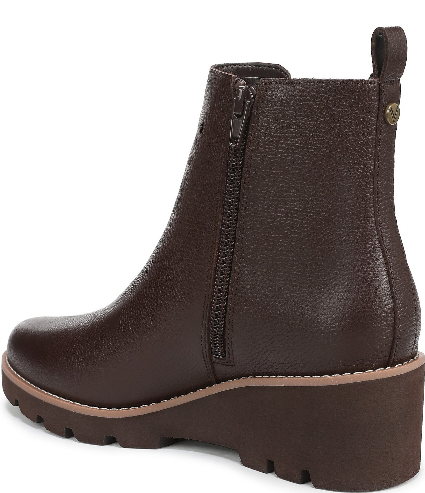 Vionic Aria 2.0 Leather Lugged Wedge Booties