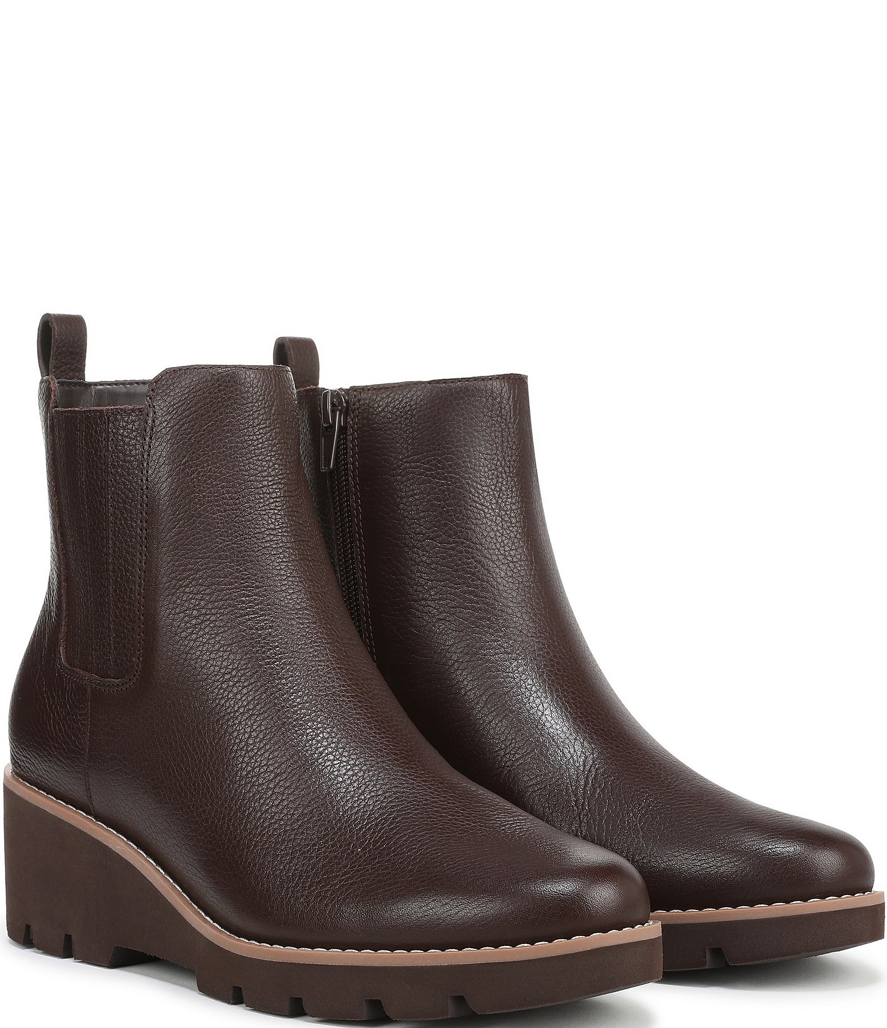 Vionic Aria 2.0 Leather Lugged Wedge Booties