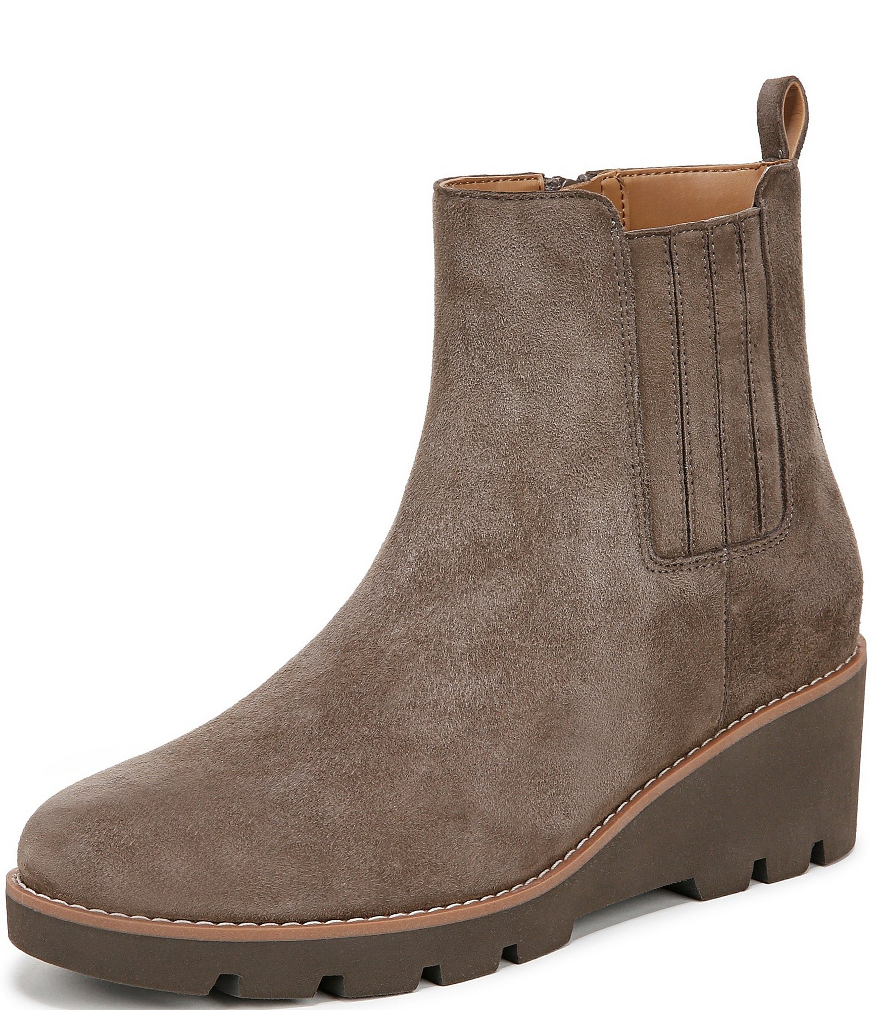 Vionic Aria Suede Lugged Wedge Booties