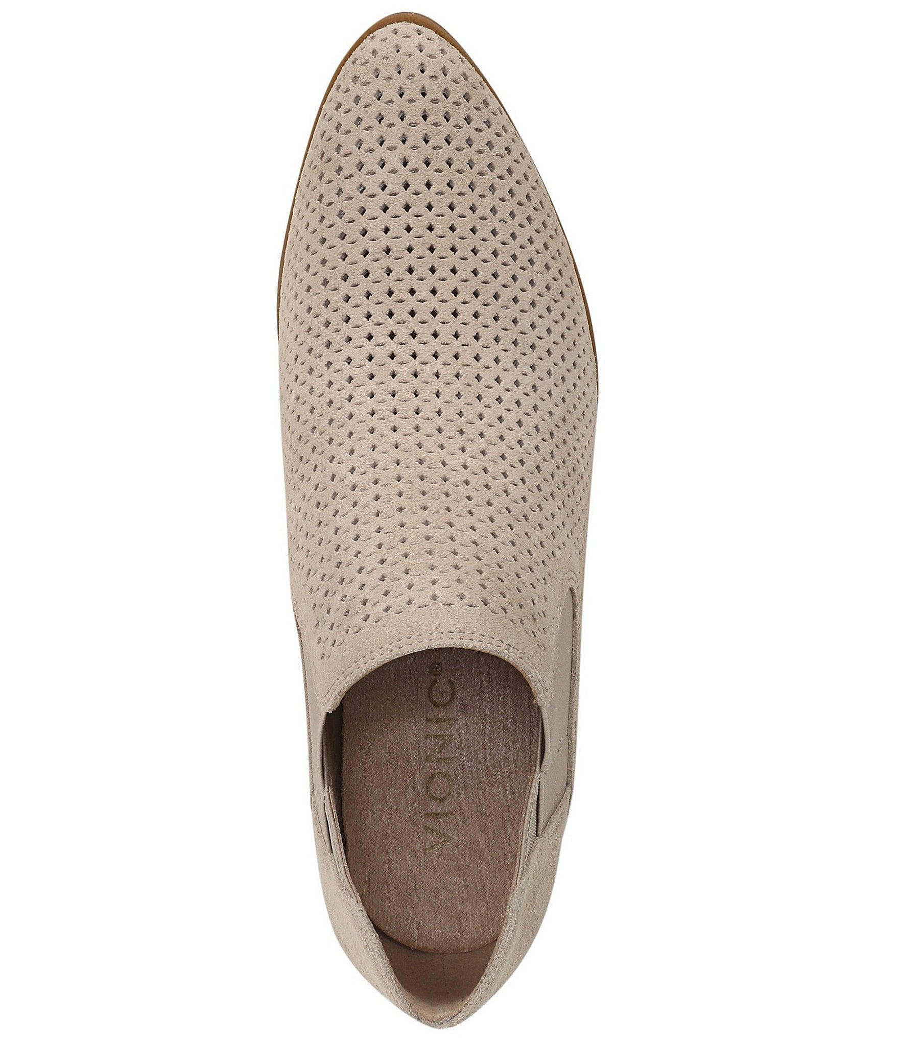 Vionic Bethany Perf Suede Stacked Heel Booties