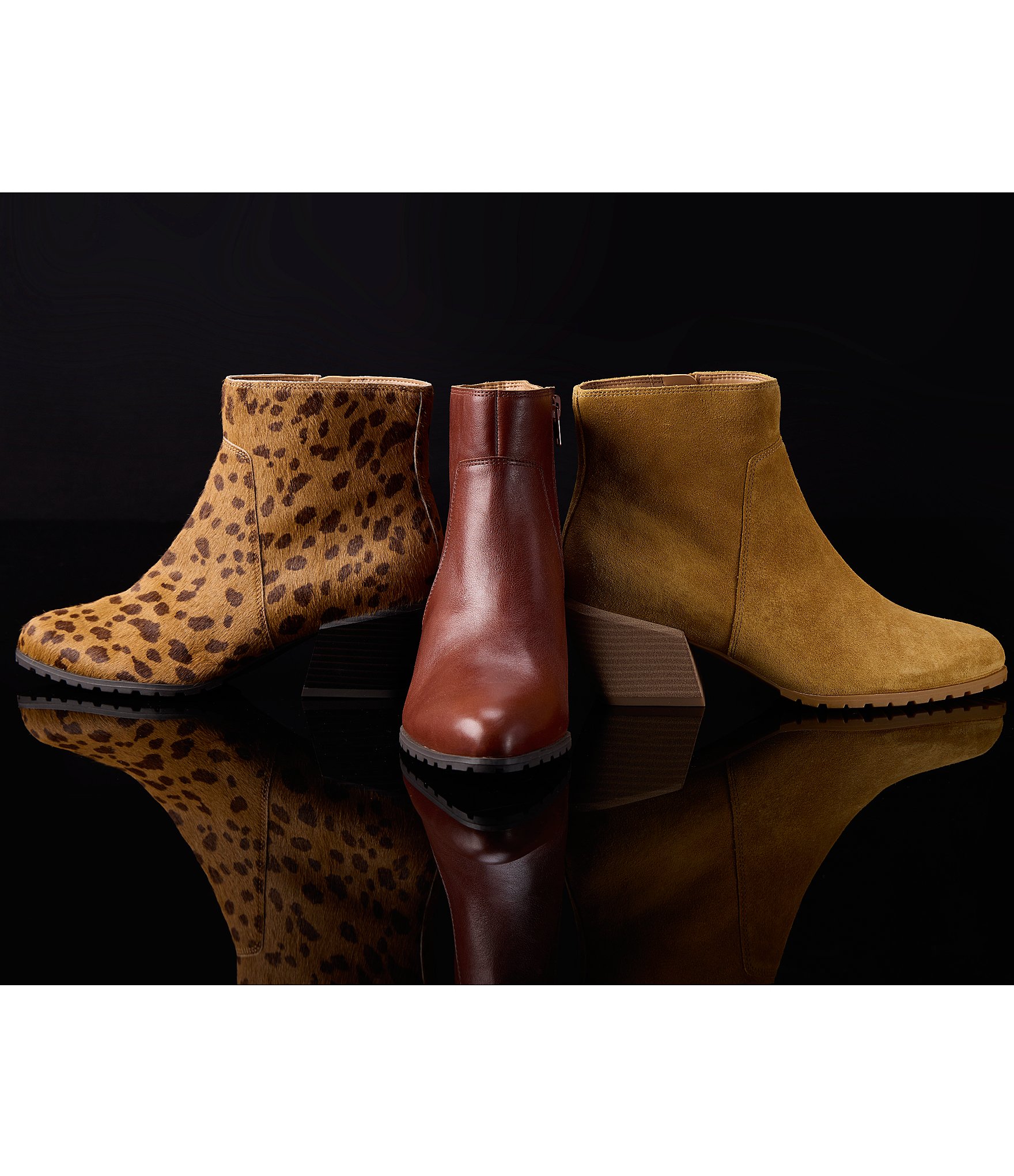 Vionic Bianca Leather Stacked Heel Booties