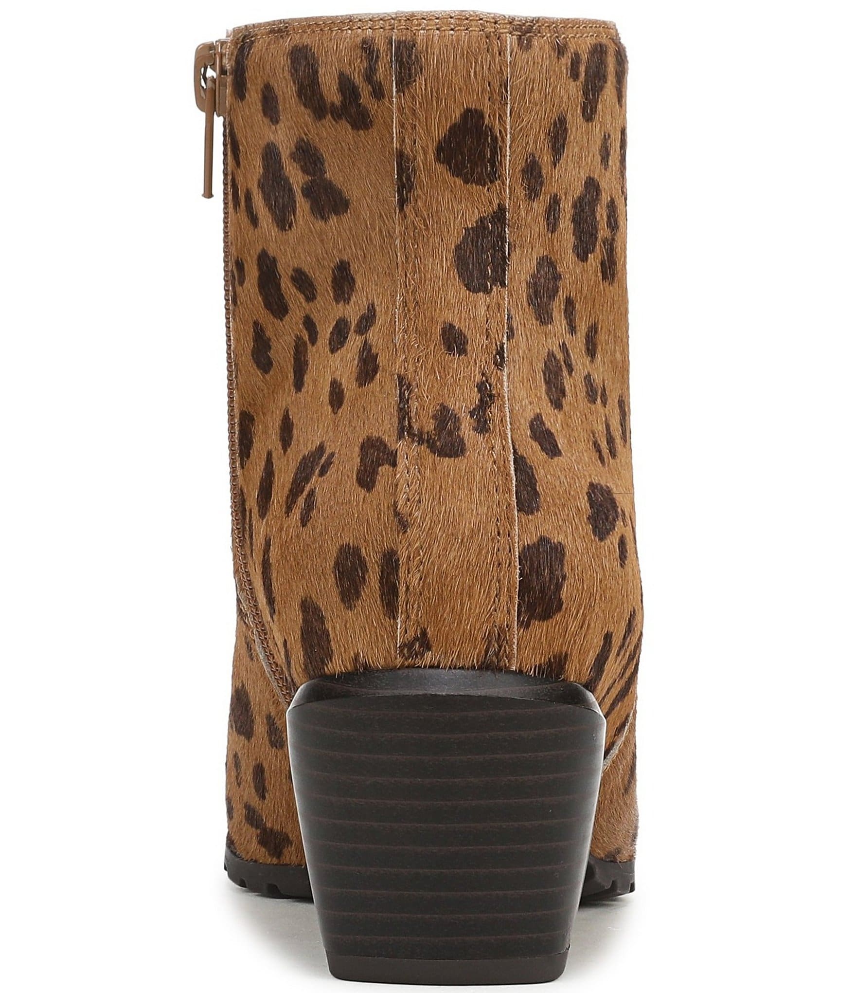 Vionic Bianca Leopard Calf Hair Stacked Heel Booties