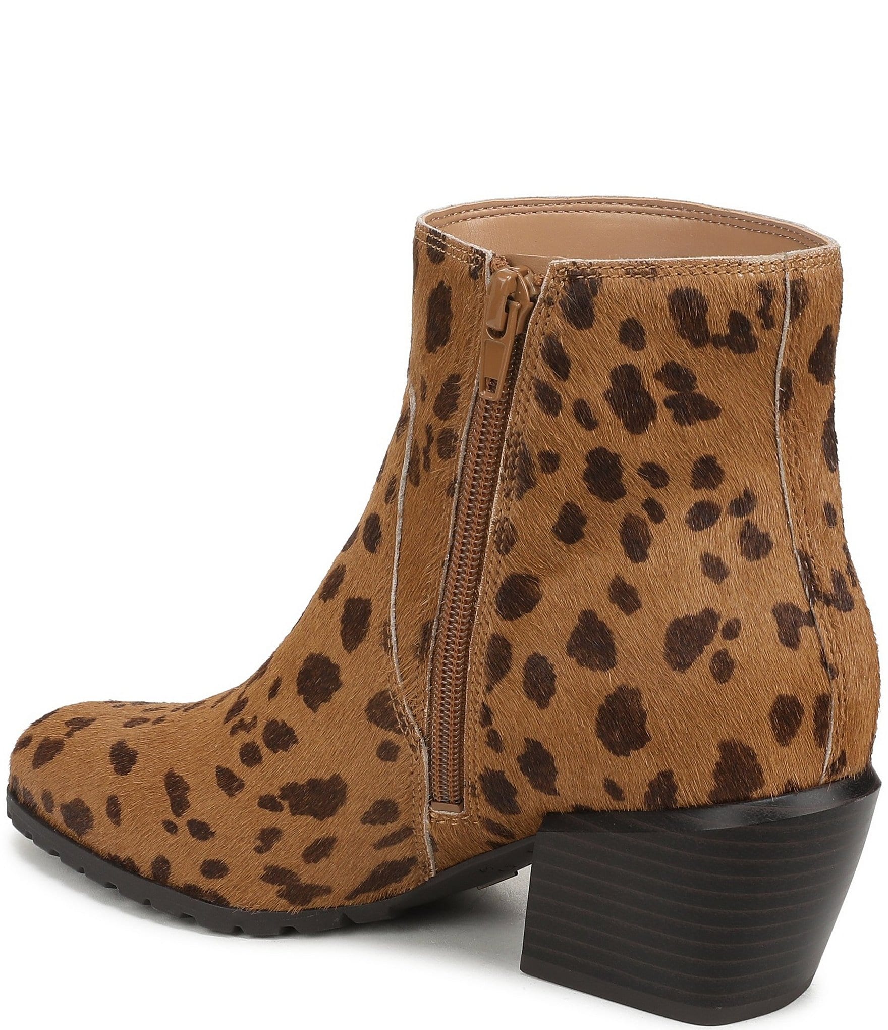 Vionic Bianca Leopard Calf Hair Stacked Heel Booties