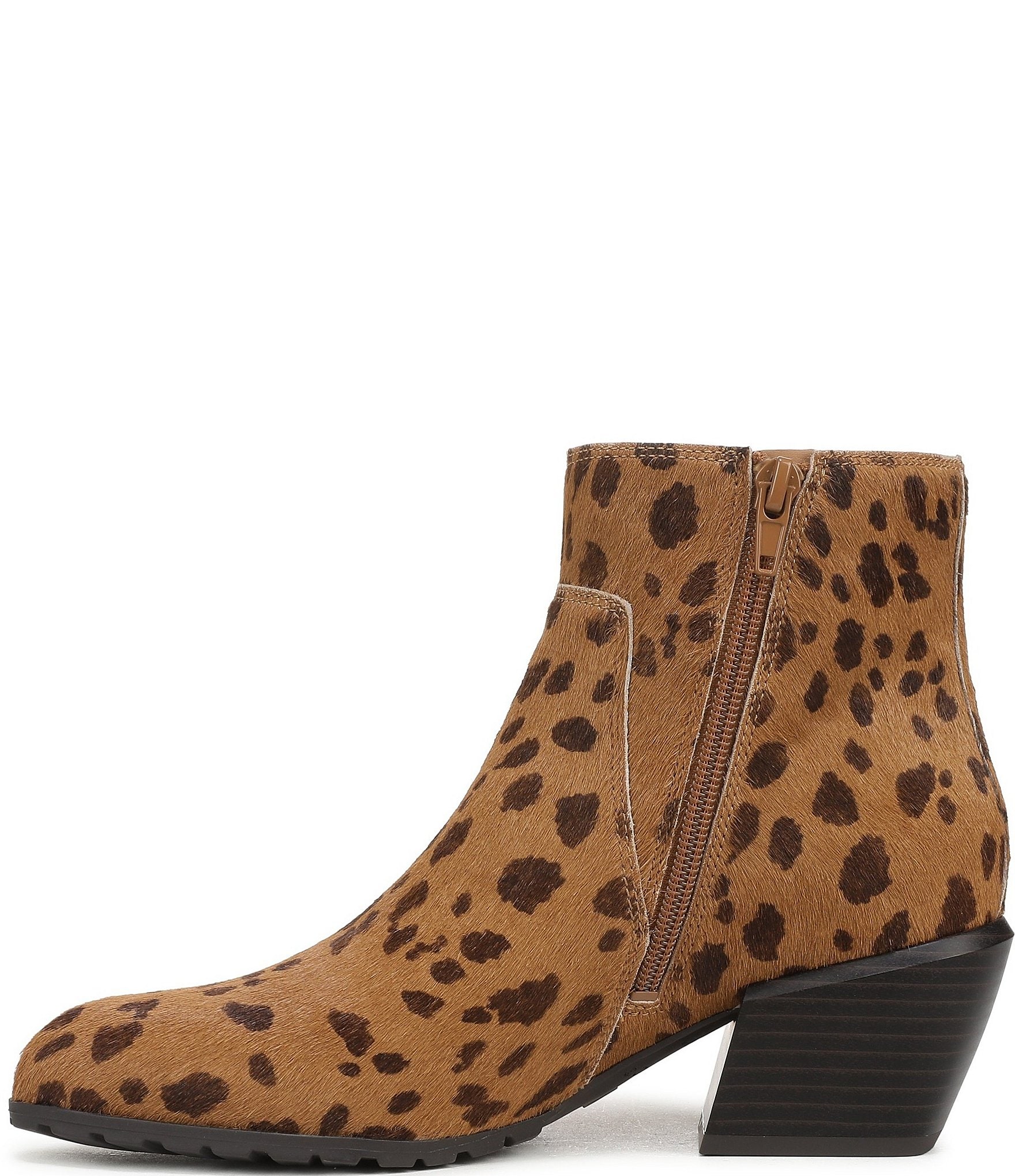 Vionic Bianca Leopard Calf Hair Stacked Heel Booties