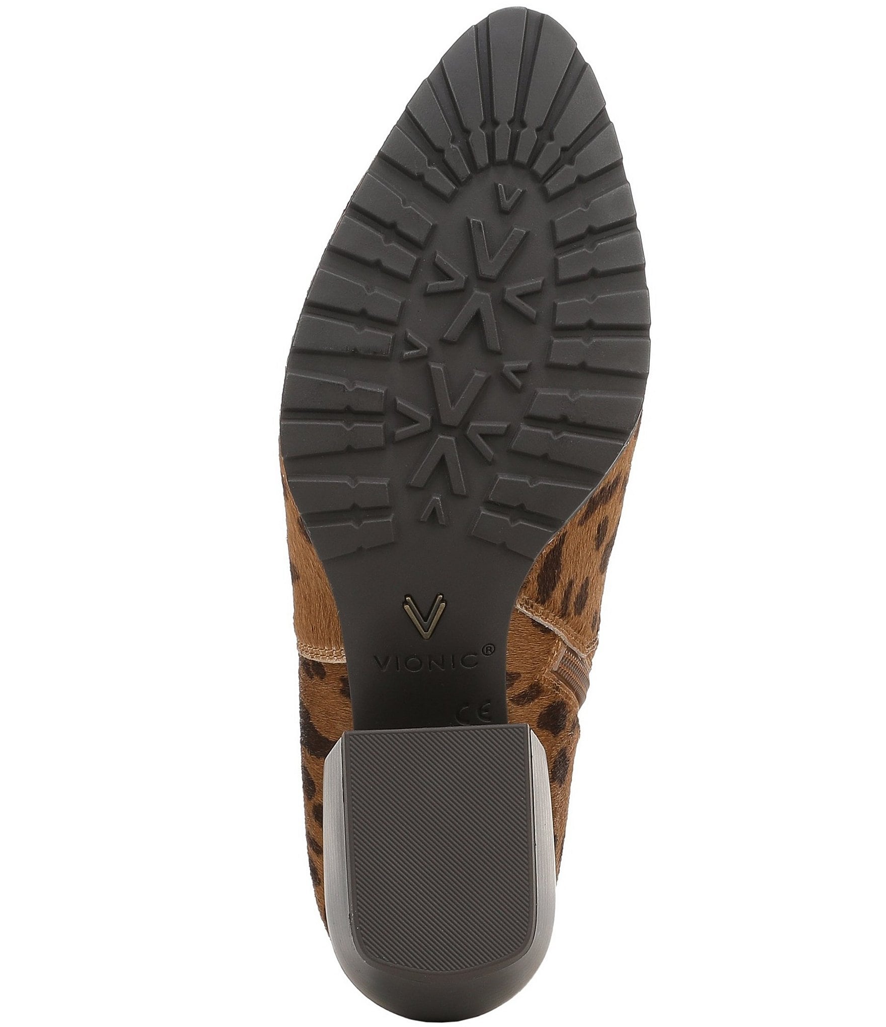 Vionic Bianca Leopard Calf Hair Stacked Heel Booties