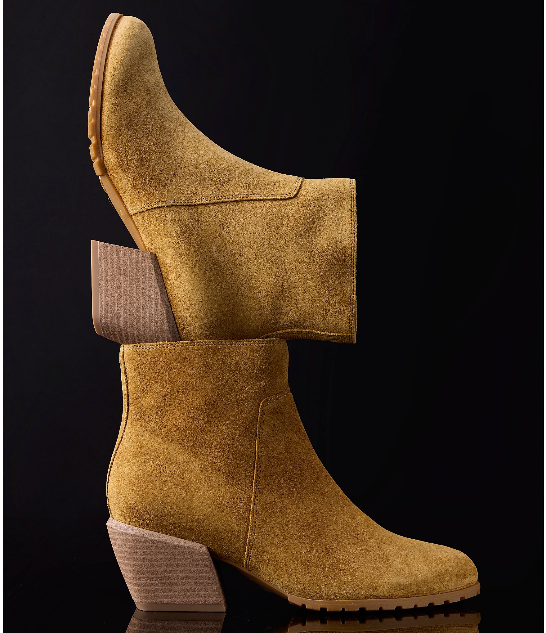 Vionic Bianca Suede Stacked Heel Booties