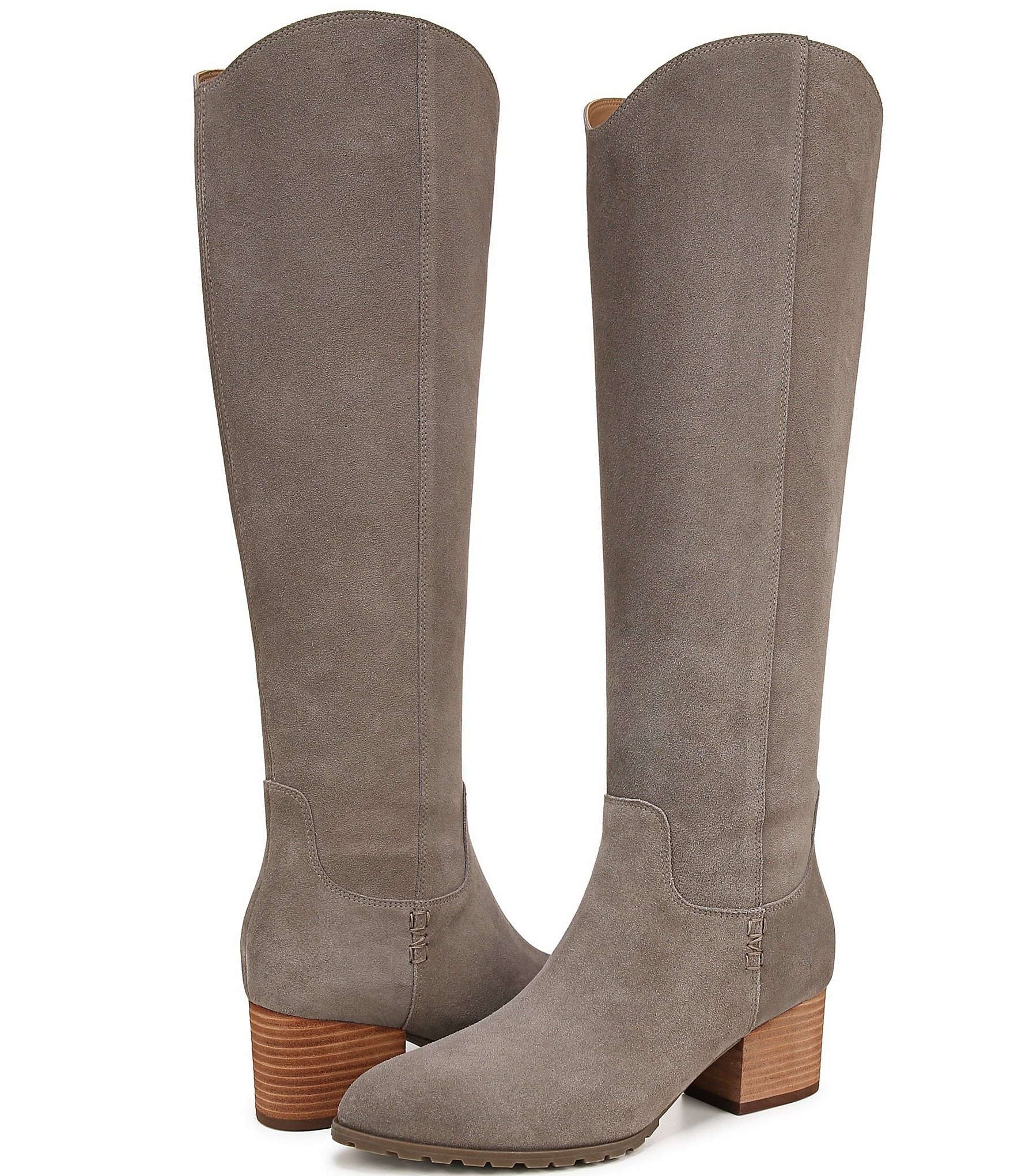 Vionic Bixby Suede Stacked Heel Tall Boots