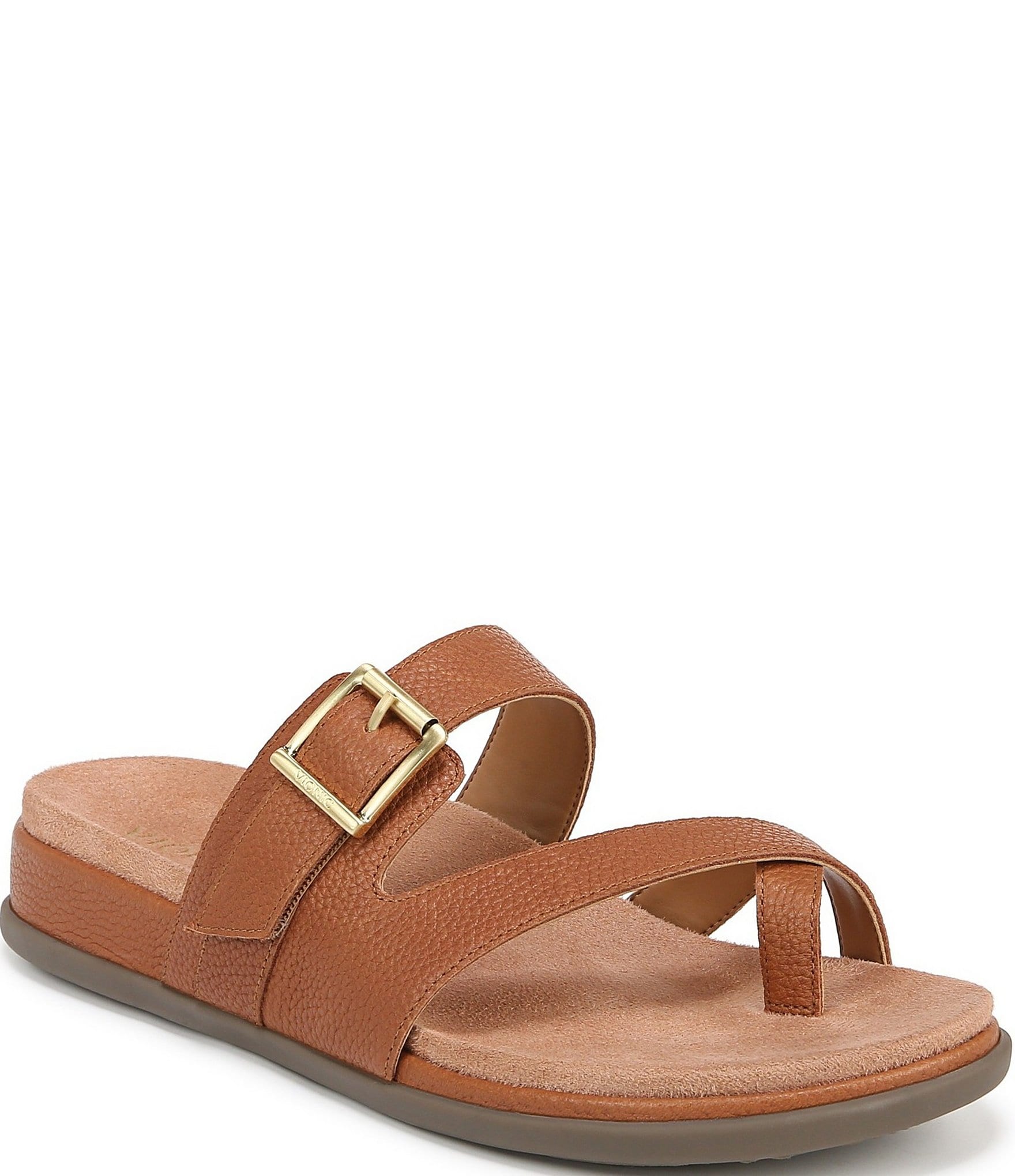 Vionic Carmela Leather Strappy Slide Sandals | Dillard's