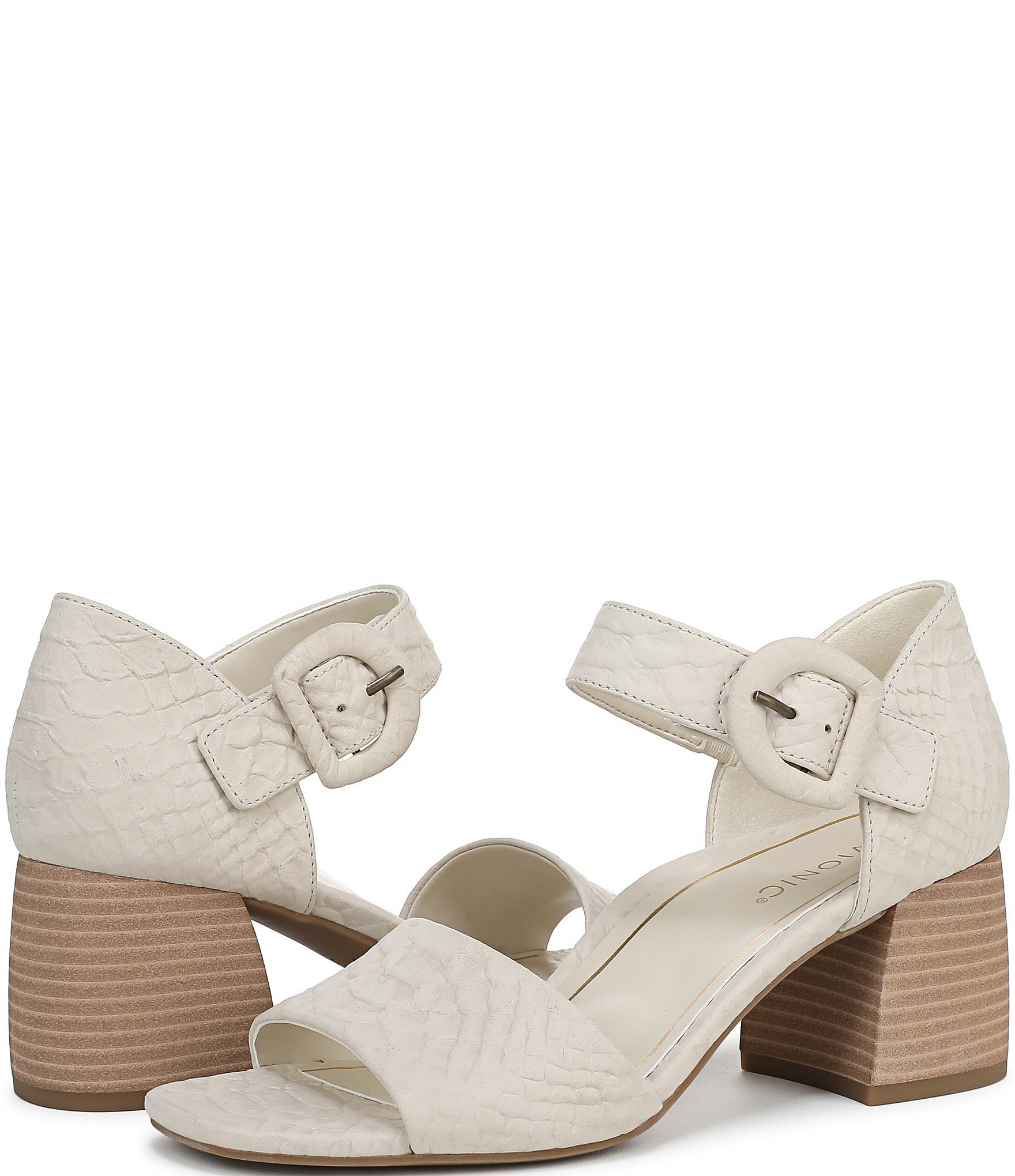 Vionic Chardonnay Snake Embossed Leather Dress Sandals