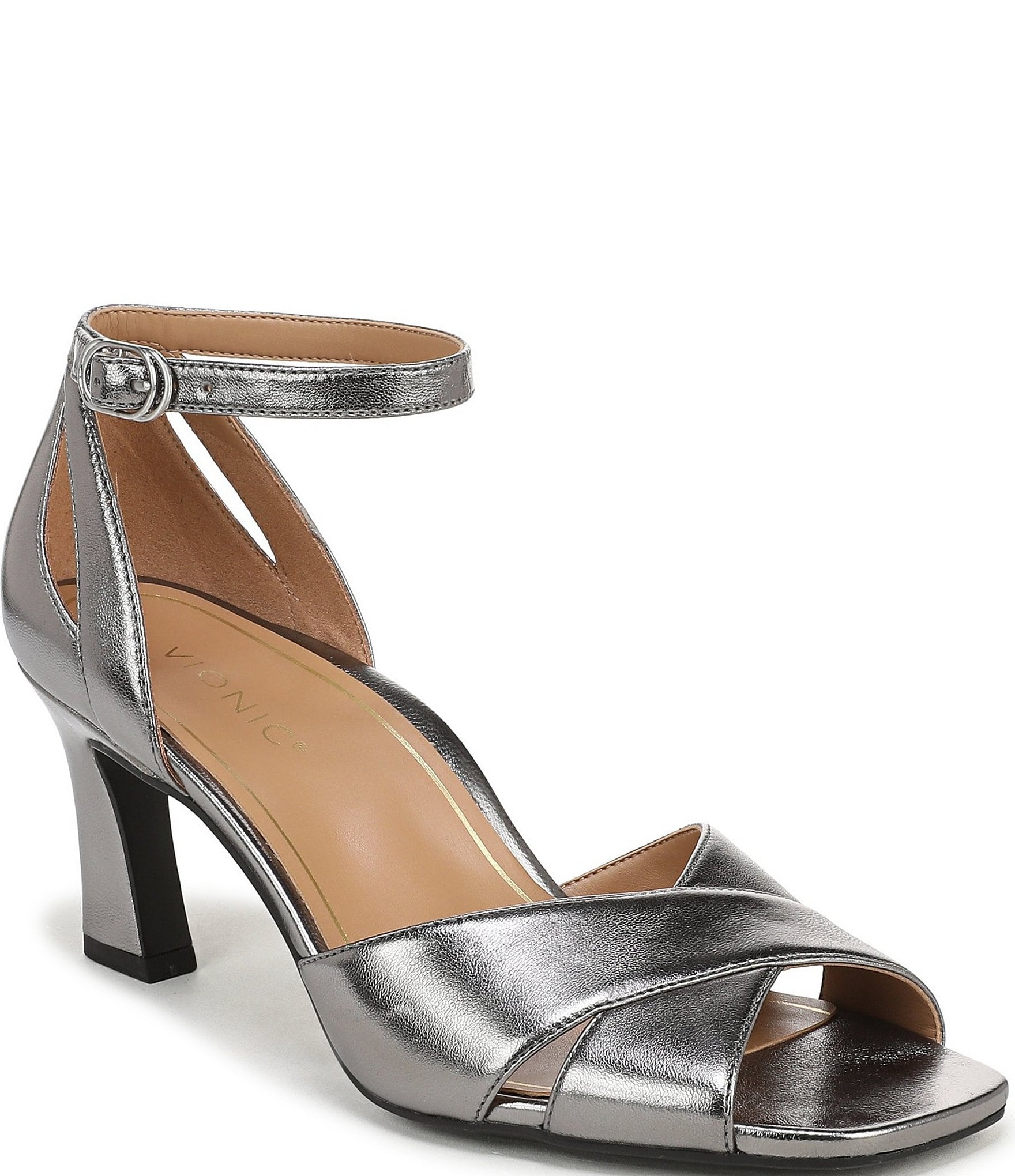 Vionic Charmaine Metallic Leather Dress Sandals