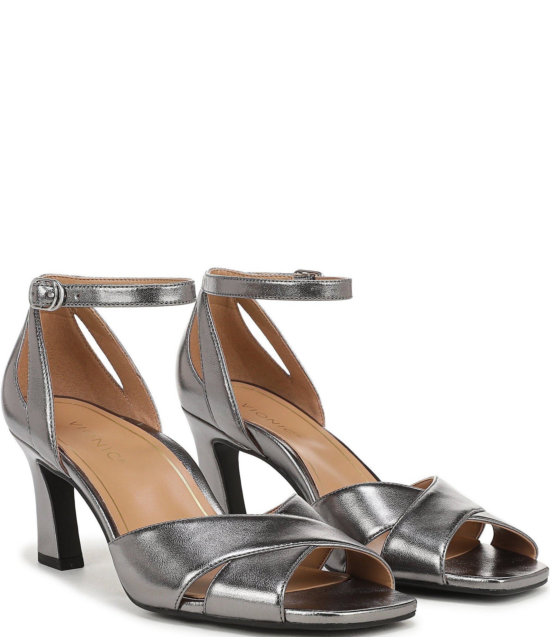 Vionic Charmaine Metallic Leather Dress Sandals