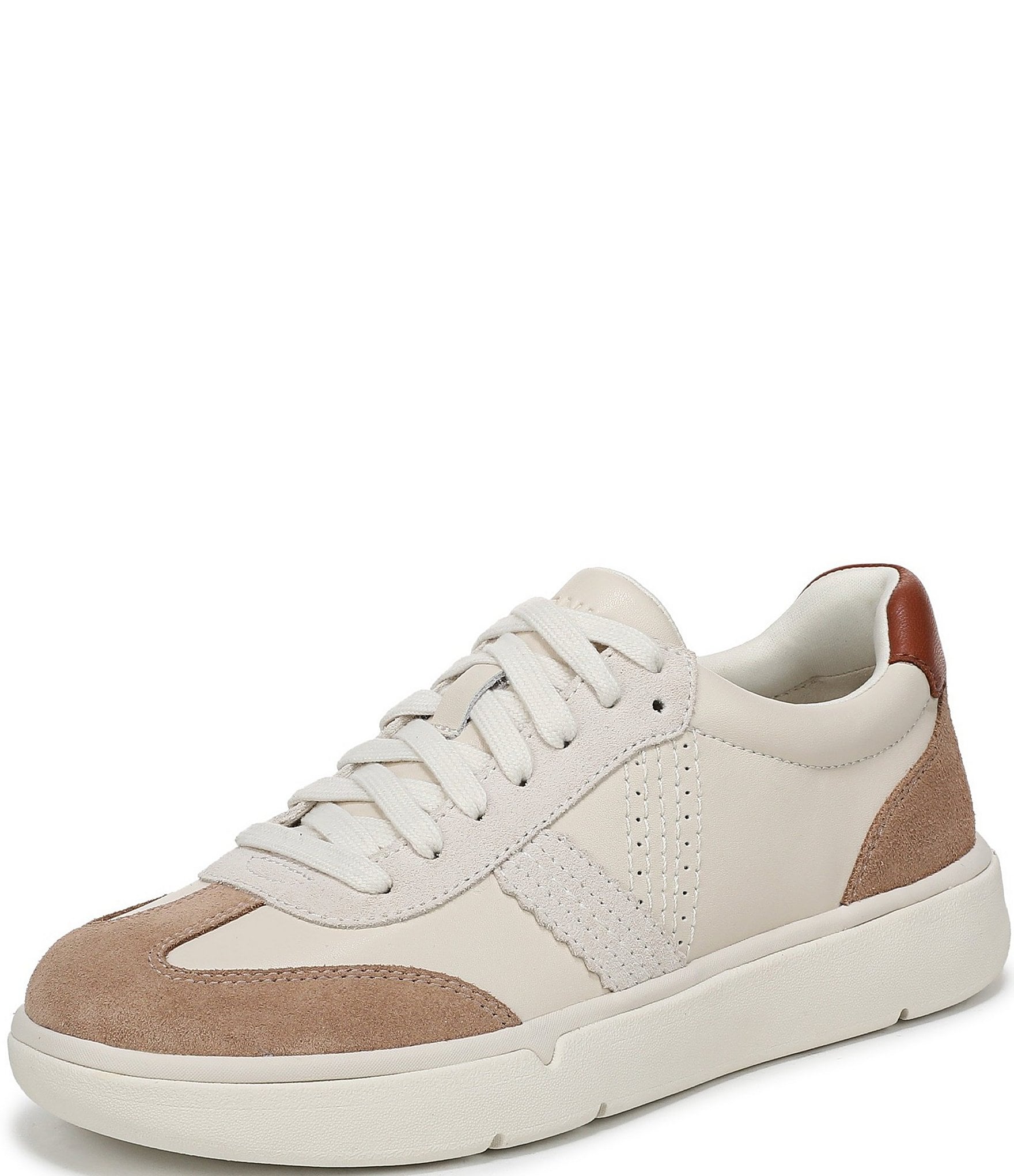 Vionic City Walk Leather and Suede Lace Up Sneakers