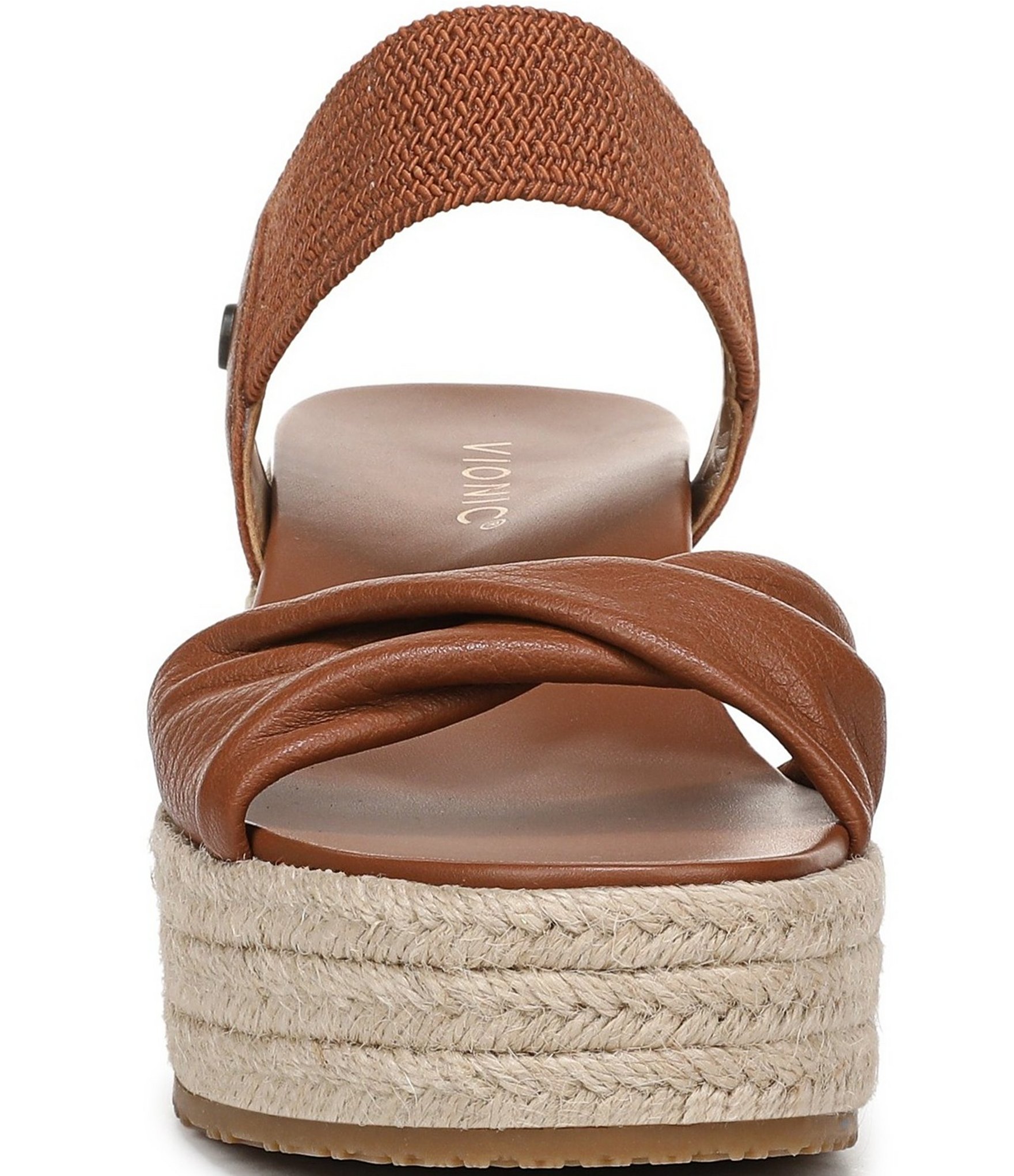 Vionic Darla Leather Wedge Espadrille Sandals