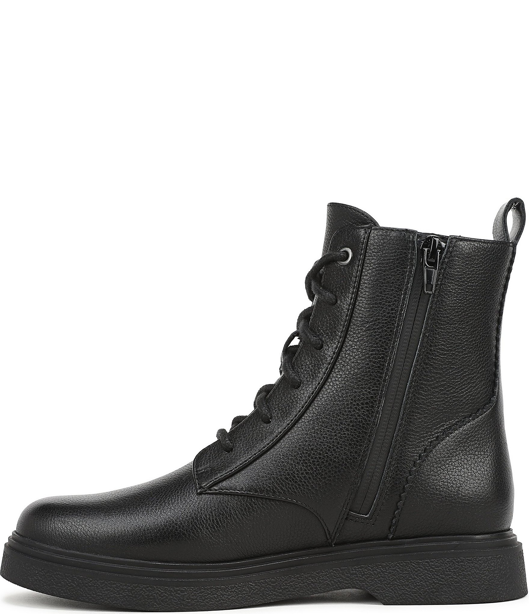 Vionic Delaney Tumbled Leather Lace Up Lug Booties