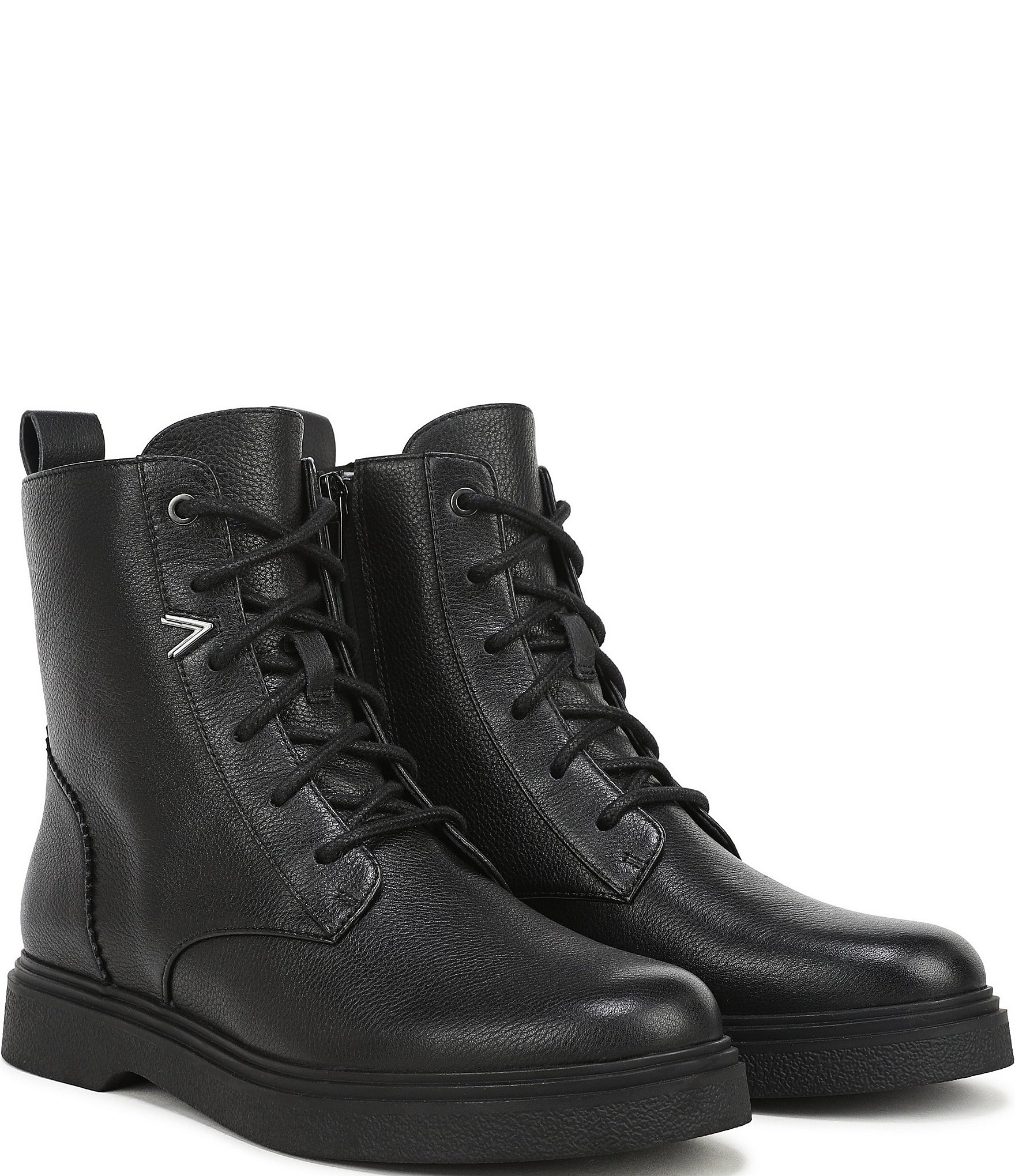 Vionic Delaney Tumbled Leather Lace Up Lug Booties
