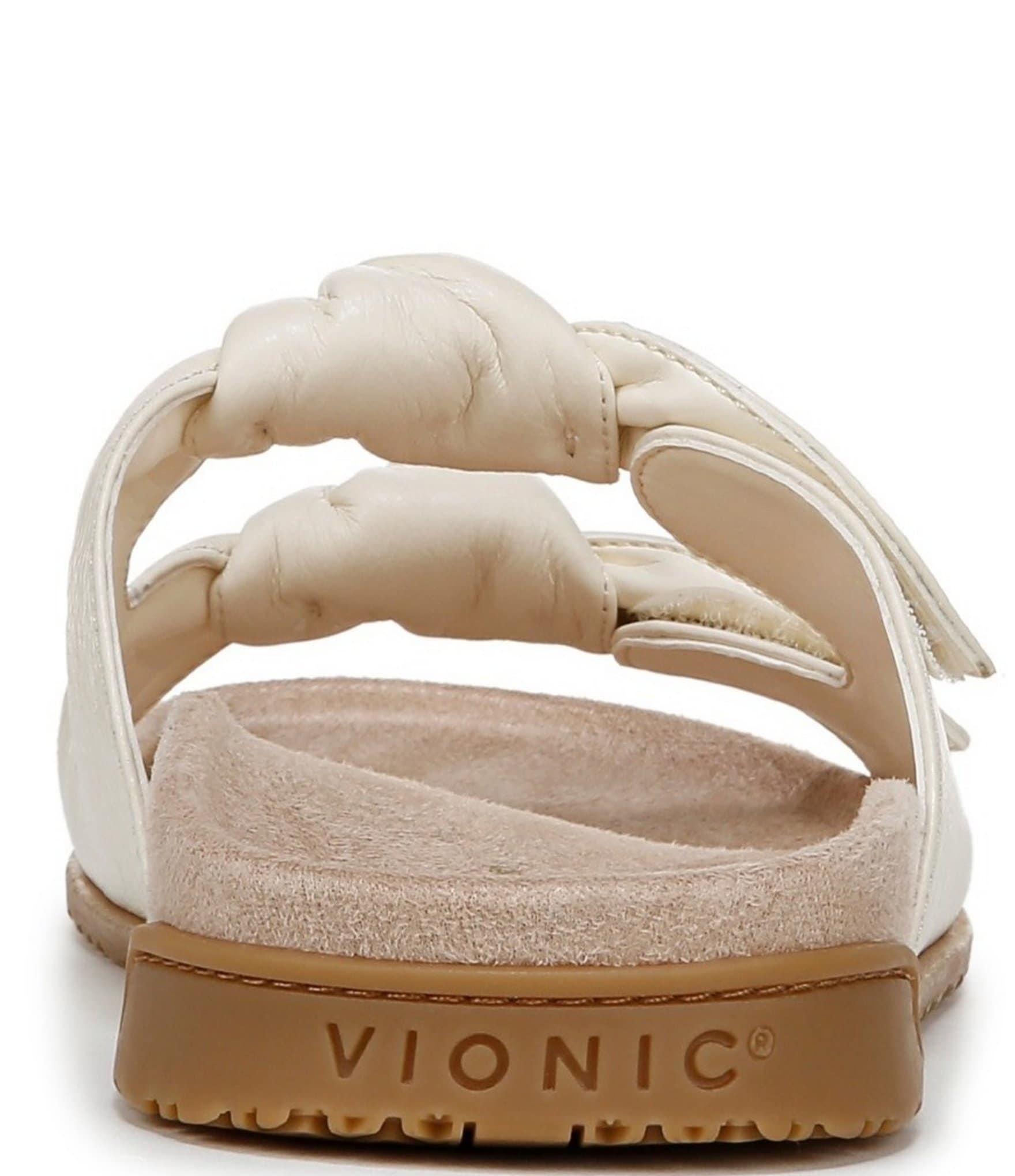 Vionic Elara Leather Knotted Detail Slide Sandals