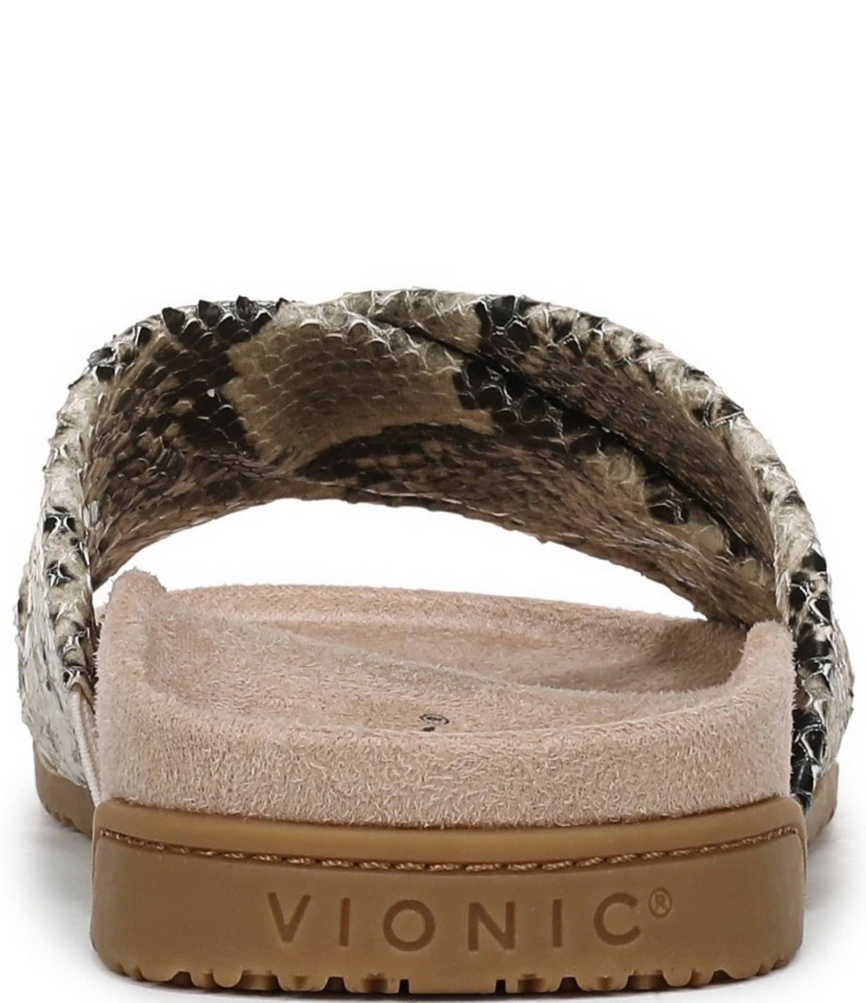 Vionic Etna Snake Leather Slide Sandals