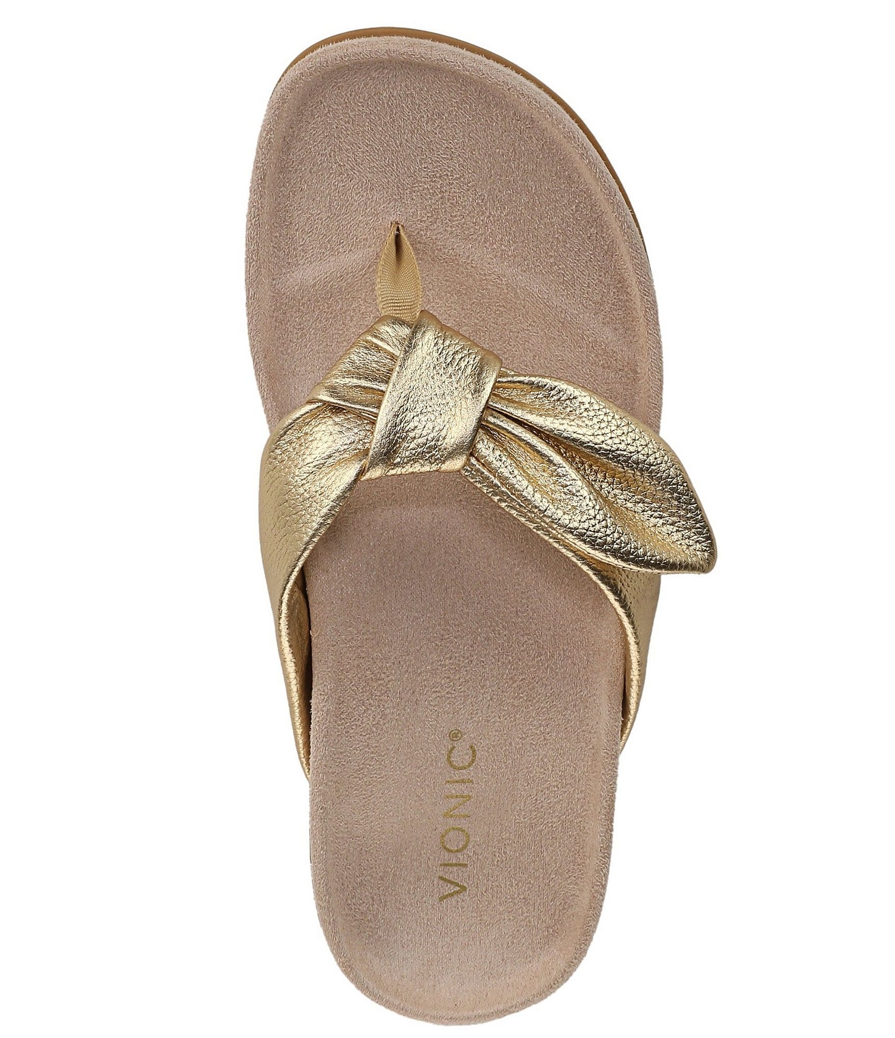 Vionic Eva Leather Bow Detail Thong Sandals