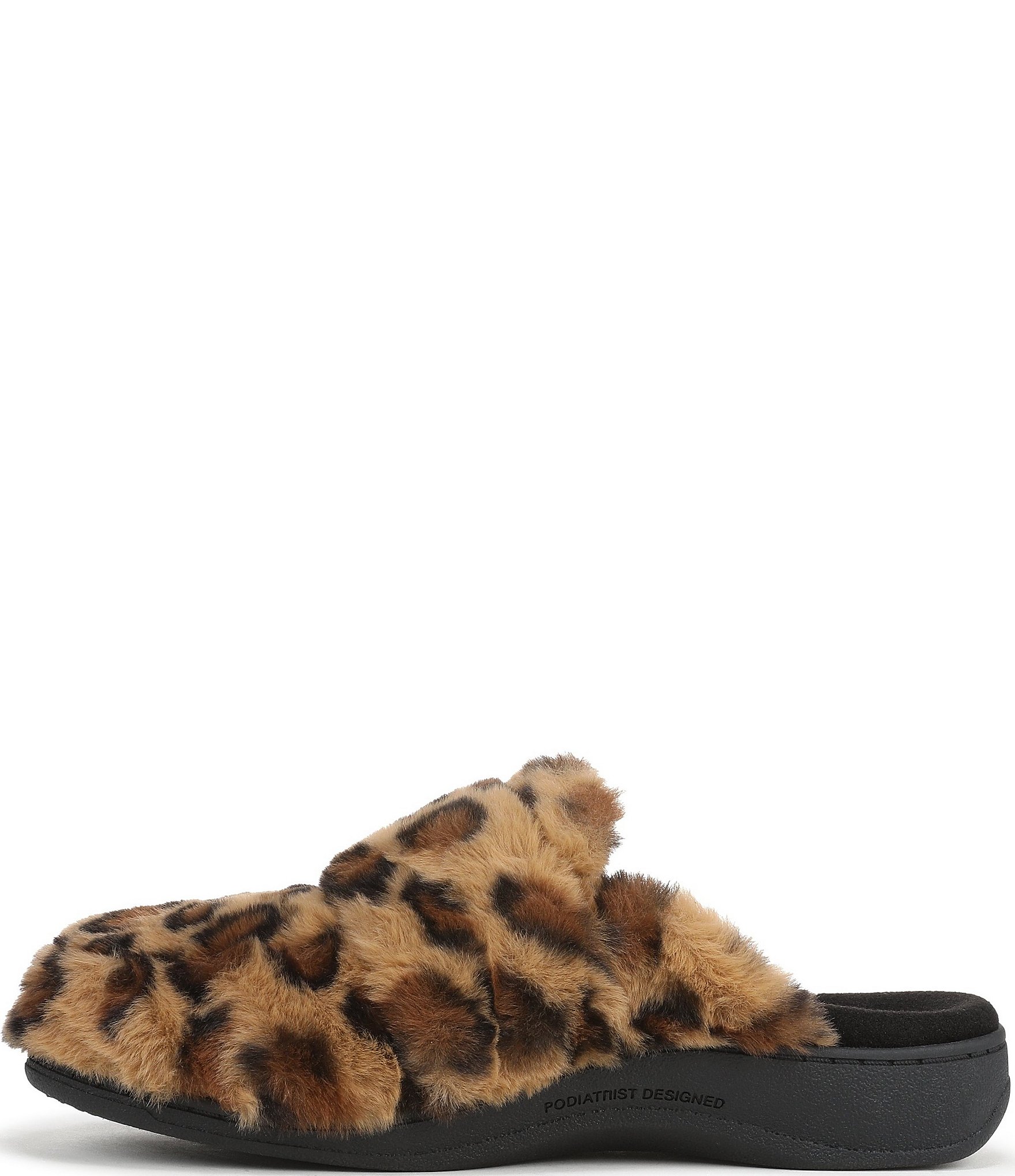 Vionic Gemma Faux Fur Leopard Print Slippers