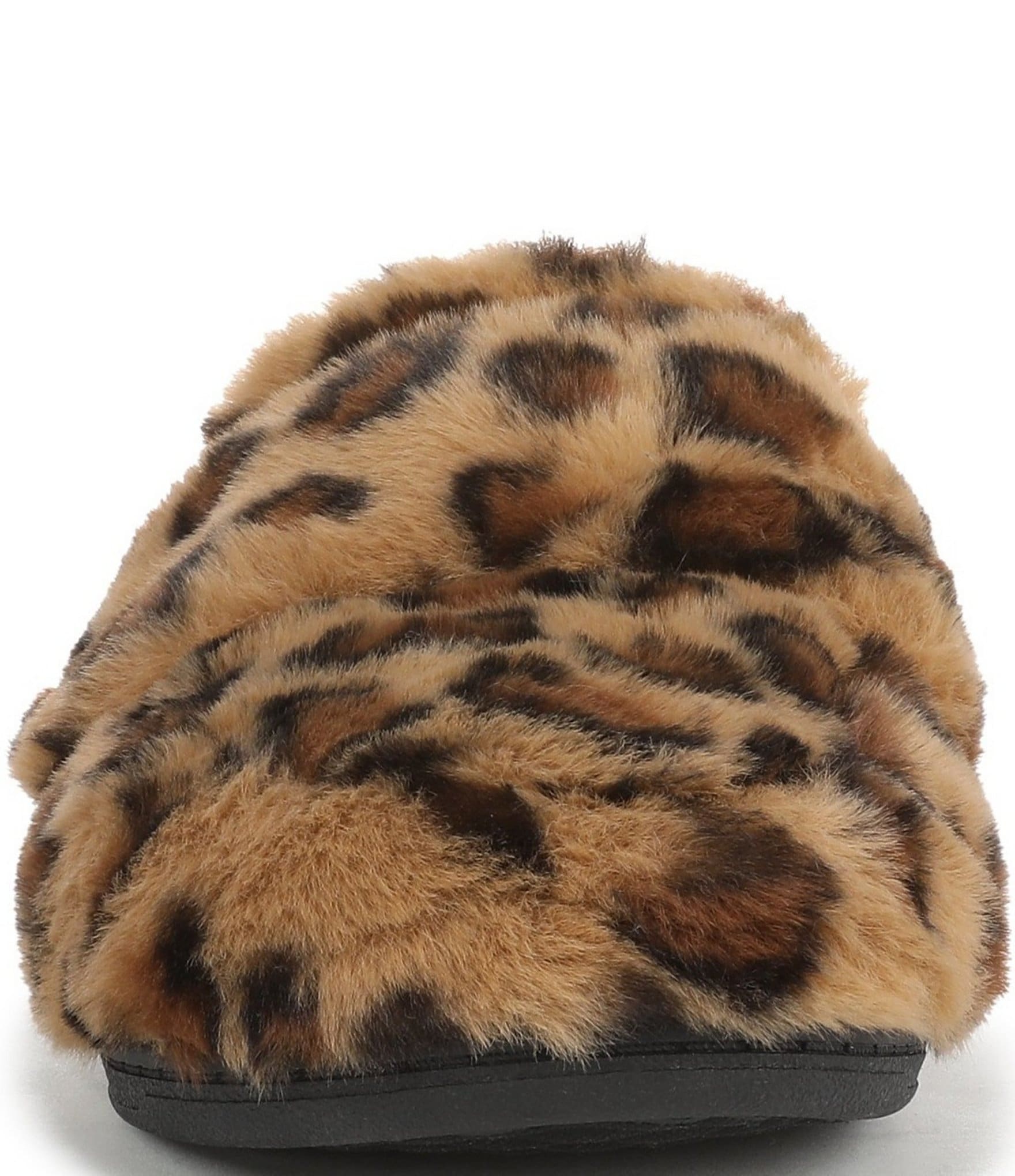 Vionic Gemma Faux Fur Leopard Print Slippers
