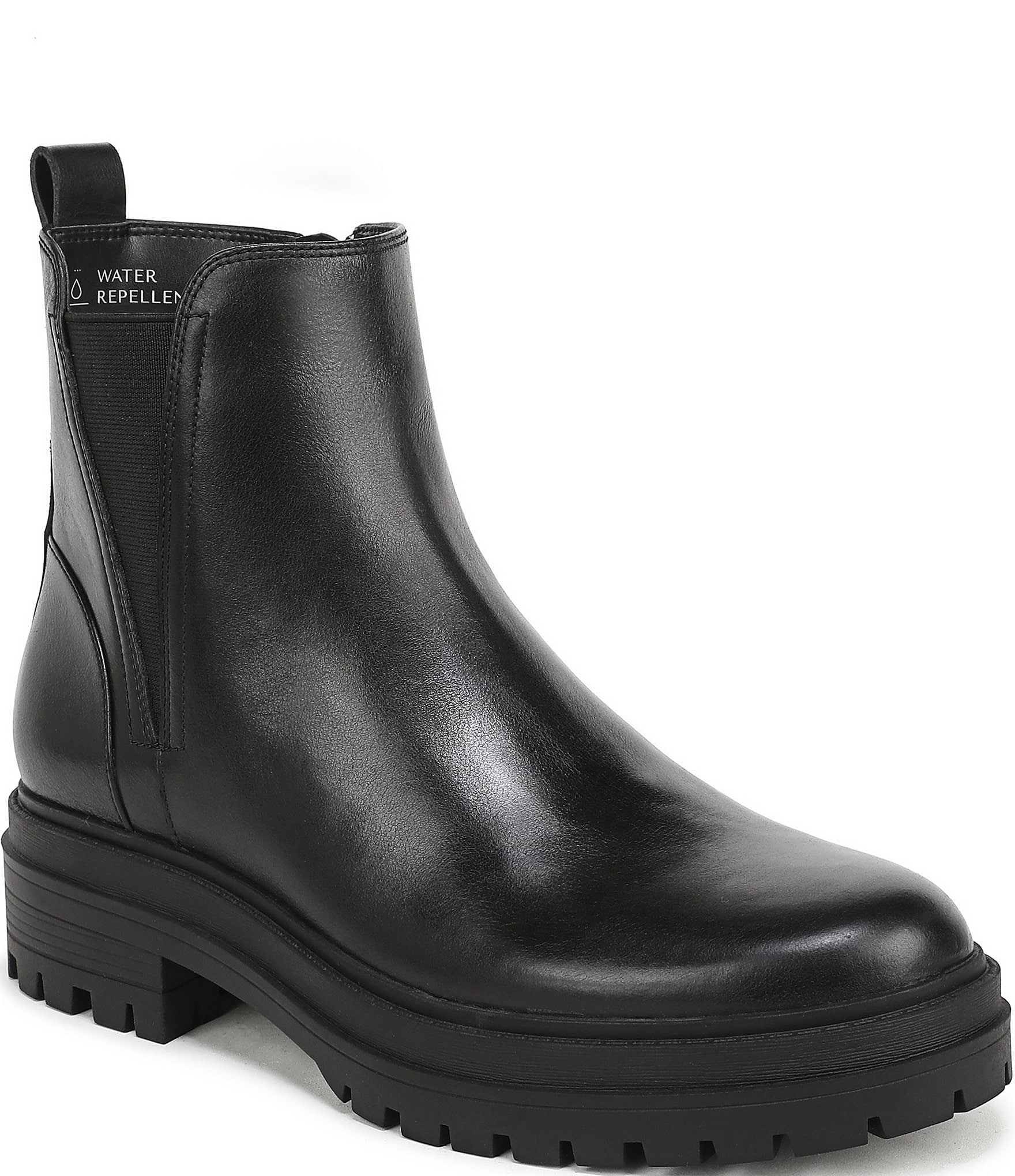 Vionic Georgina Water Repellent Tumbled Leather Lug Sole Booties
