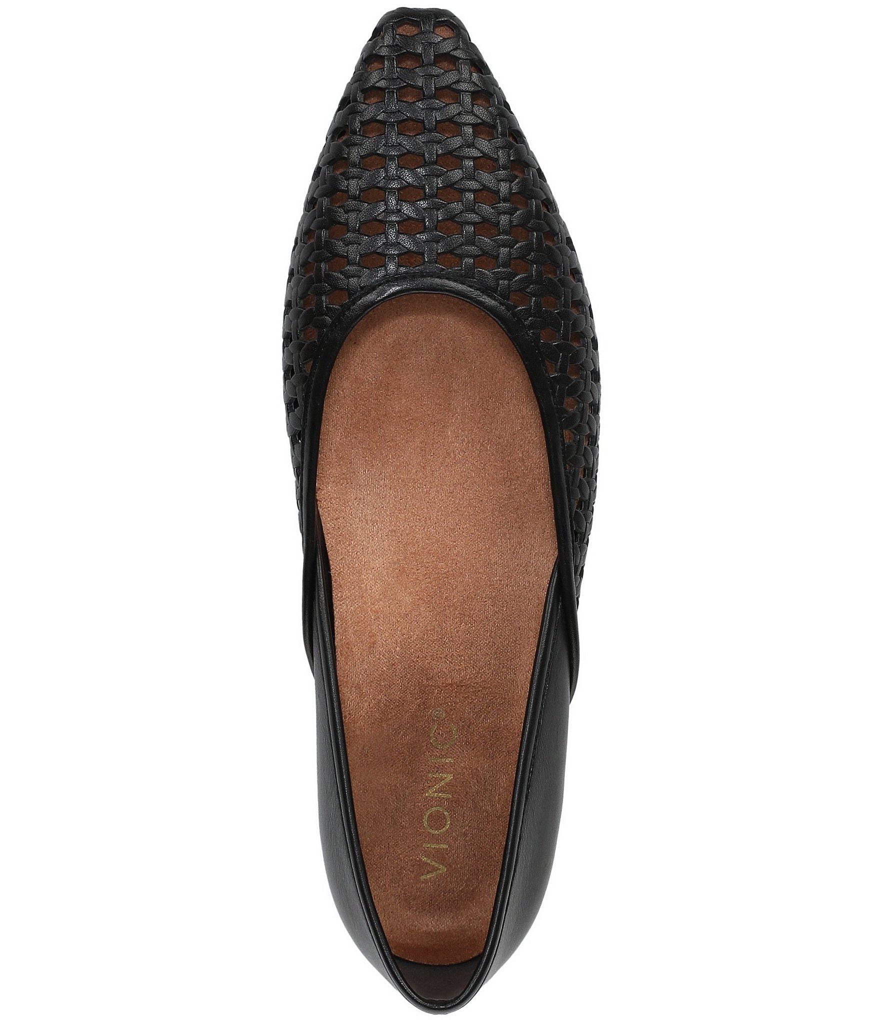 Vionic Gracia Woven Leather Slip On Flats