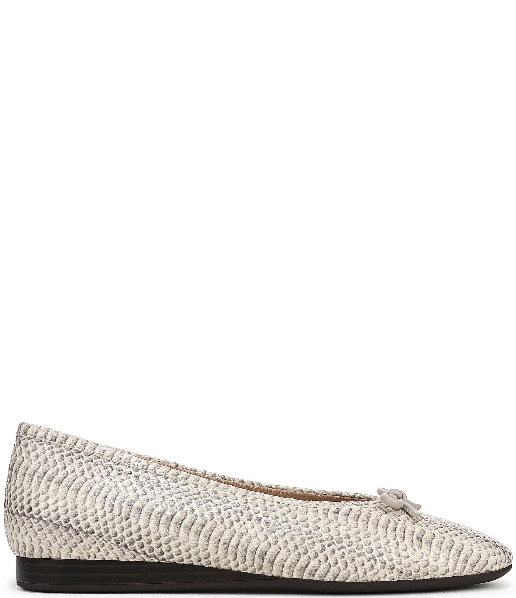 Vionic Larissa Python Print Leather Bow Detail Ballet Flats