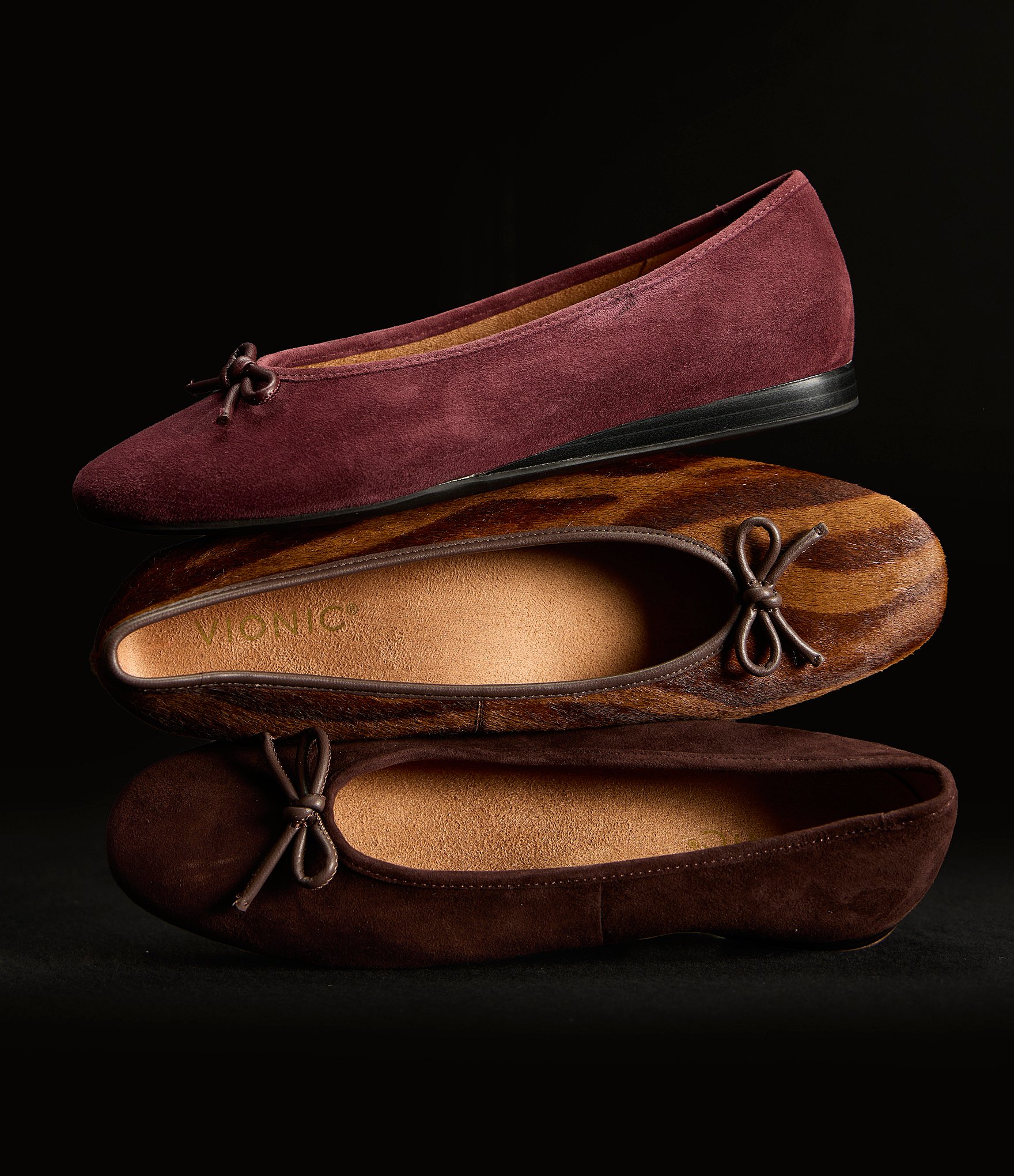 Vionic Larissa Suede Bow Detail Ballet Flats