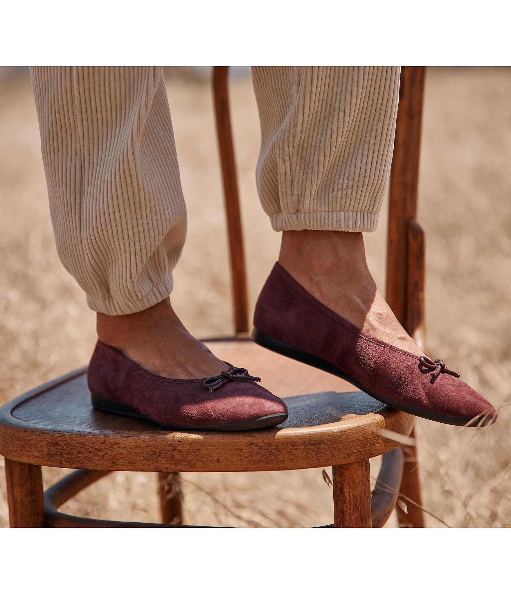 Vionic Larissa Suede Bow Detail Ballet Flats
