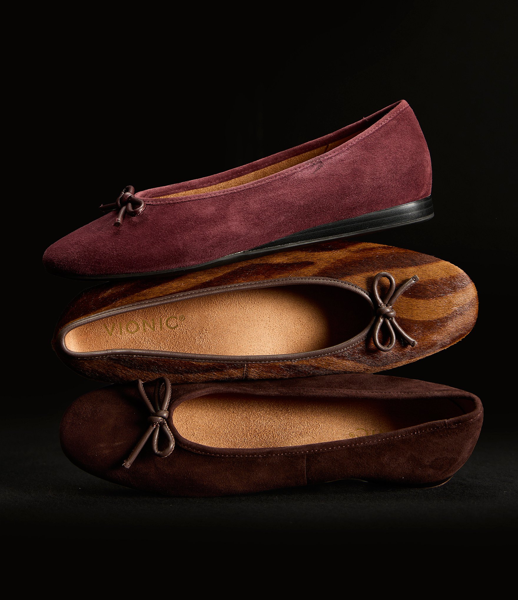 Vionic Larissa Suede Bow Detail Ballet Flats