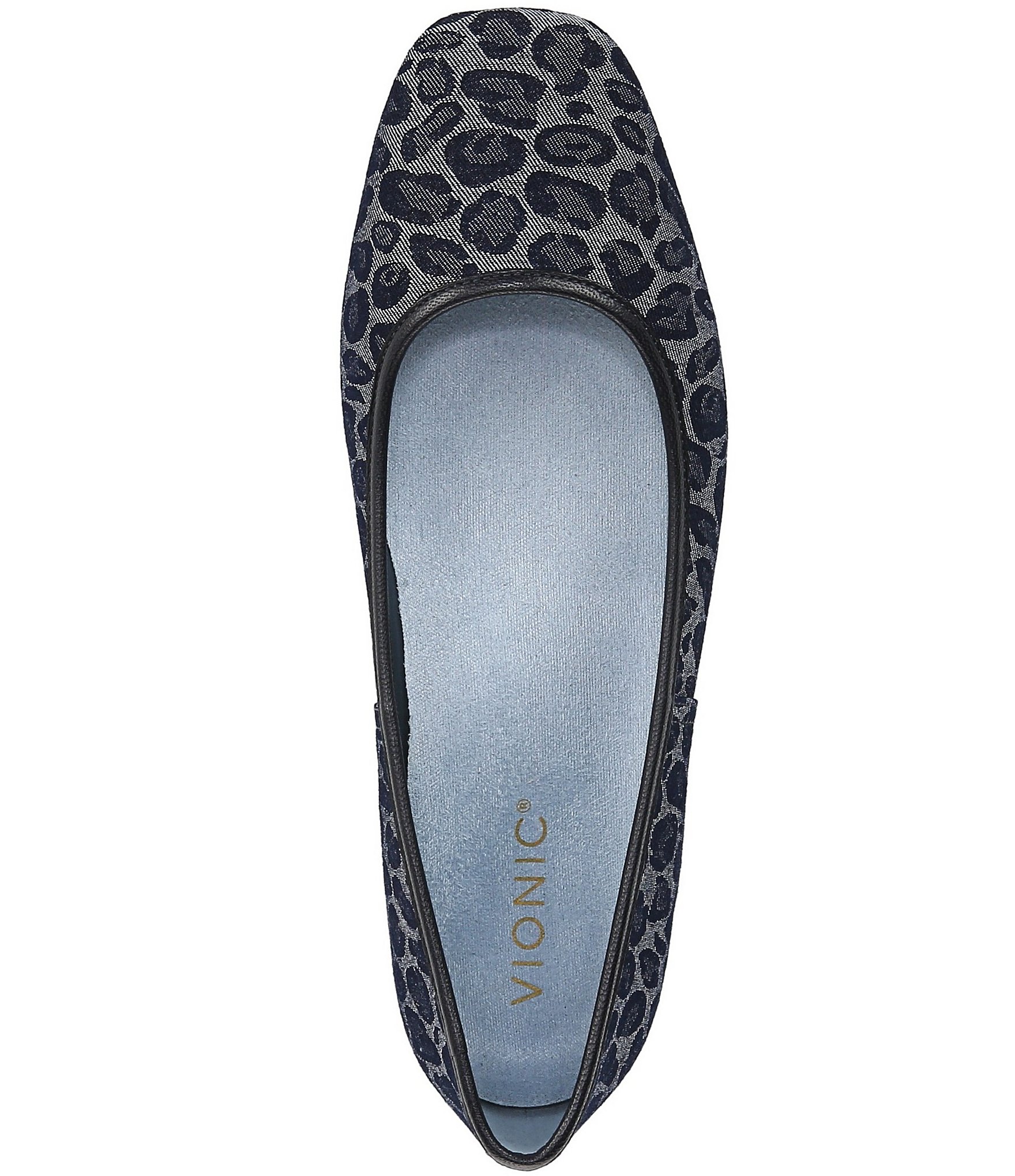 Vionic Orinda Leopard Pattern Denim Ballet Flats