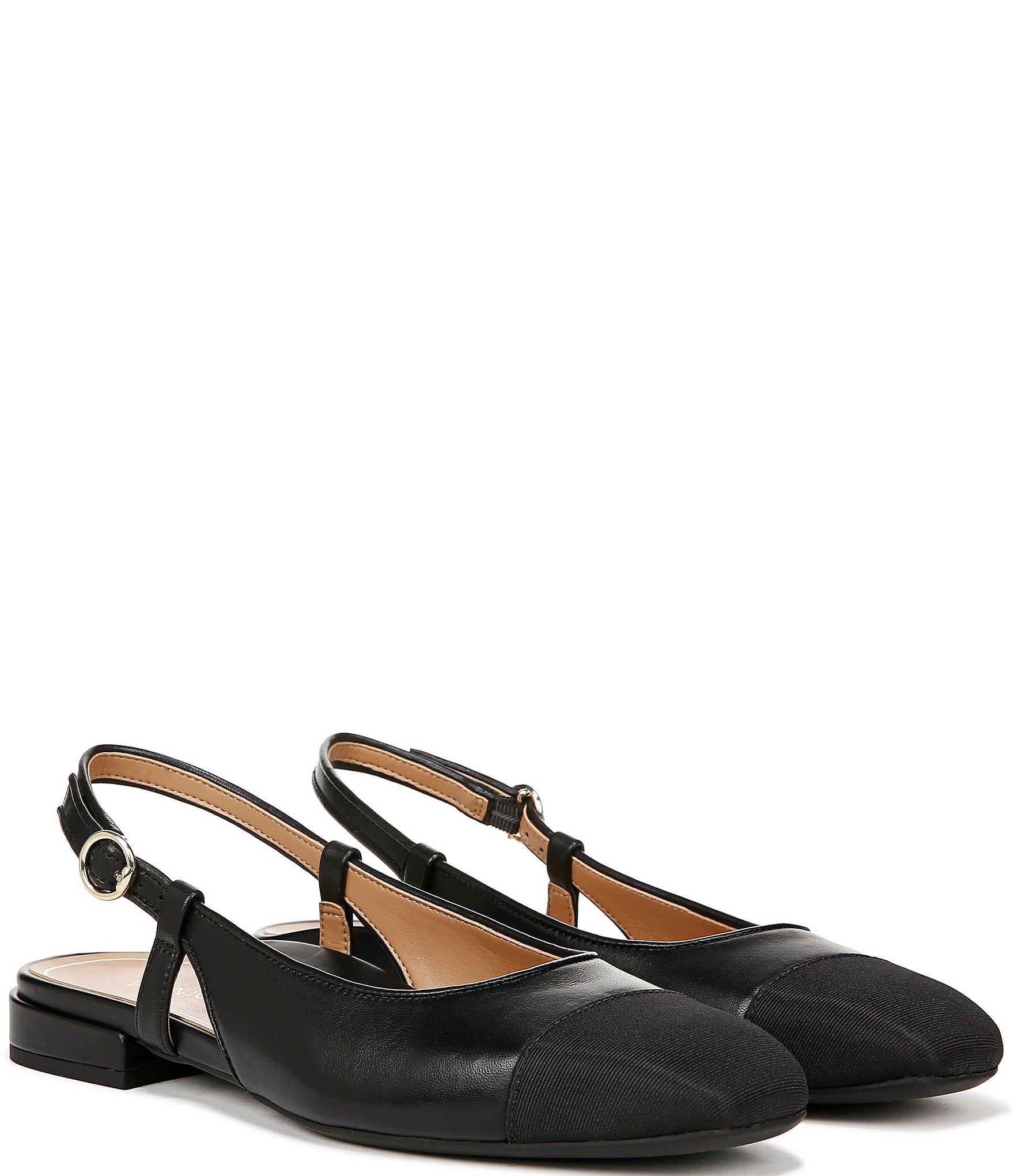 Vionic Petaluma Leather Slingback Cap Toe Flats