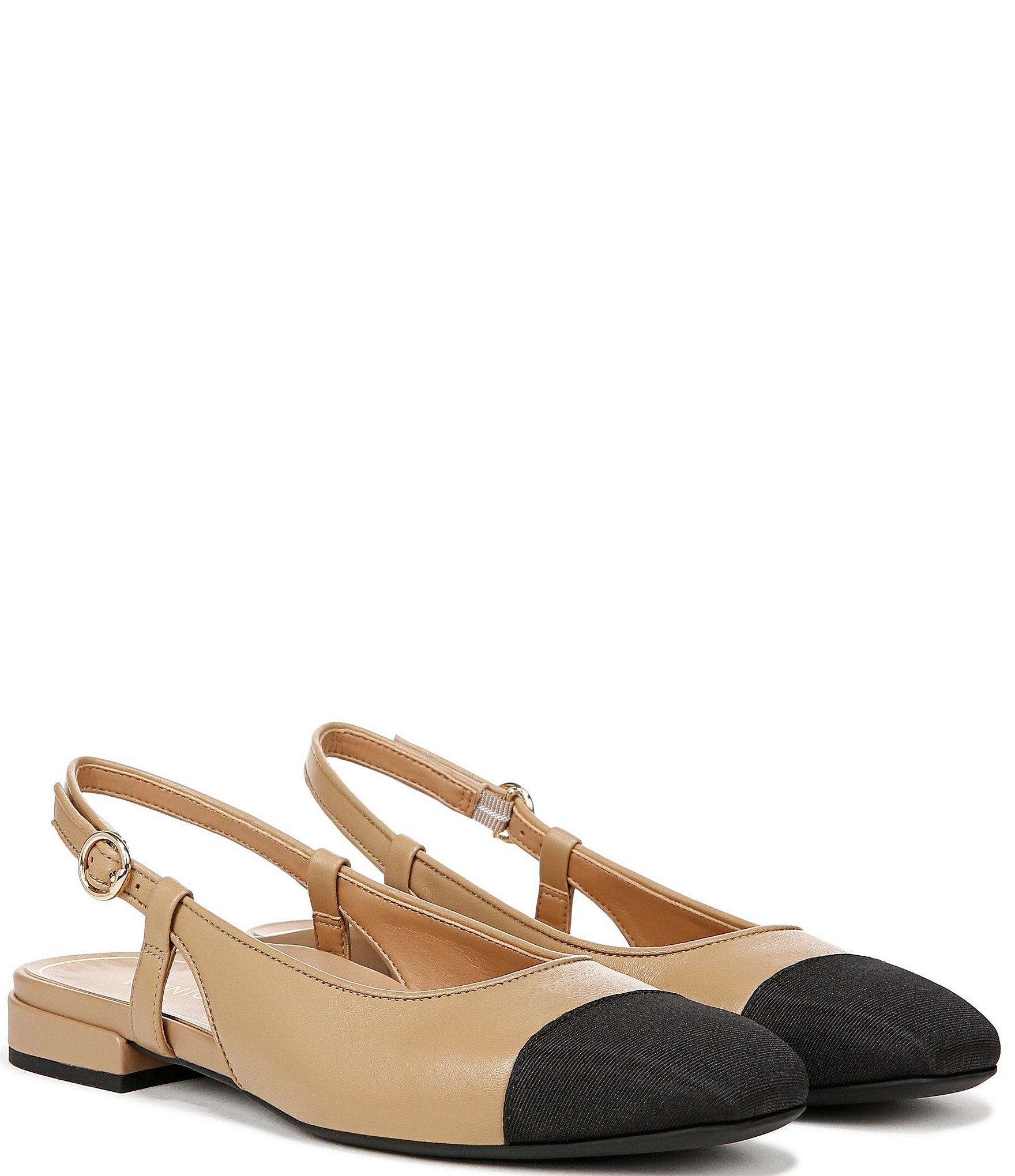 Vionic Petaluma Leather Slingback Cap Toe Flats