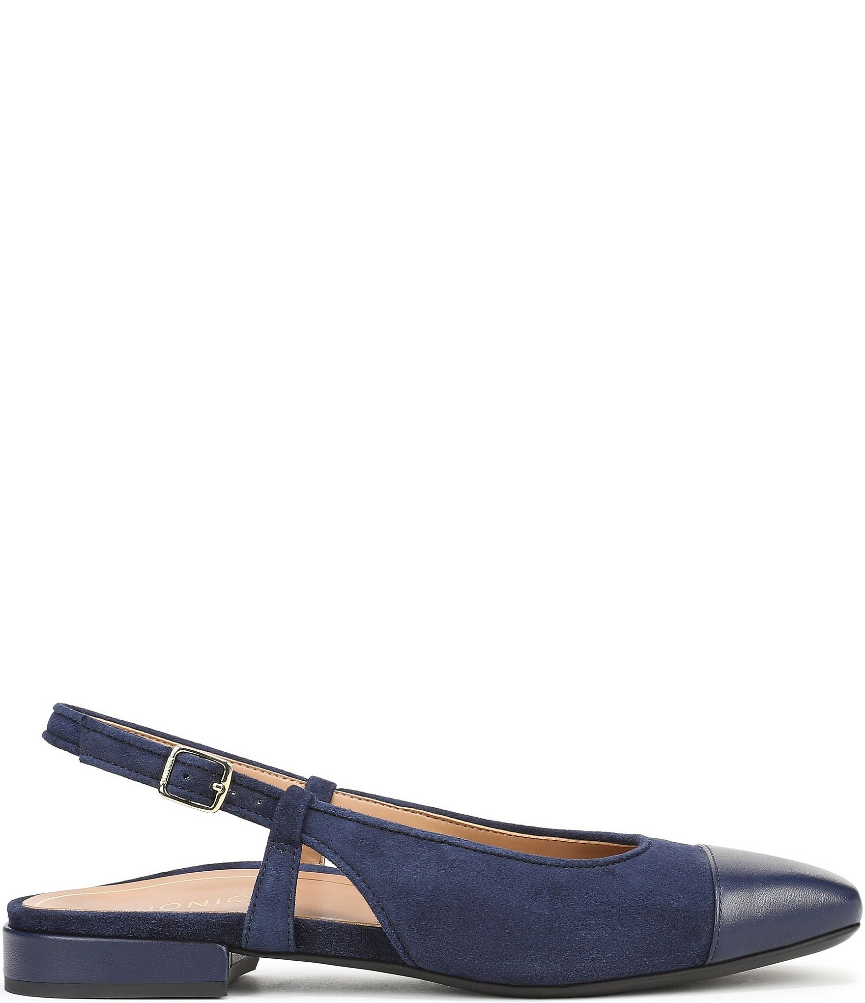 Vionic Petaluma Suede Slingback Cap Toe Flats