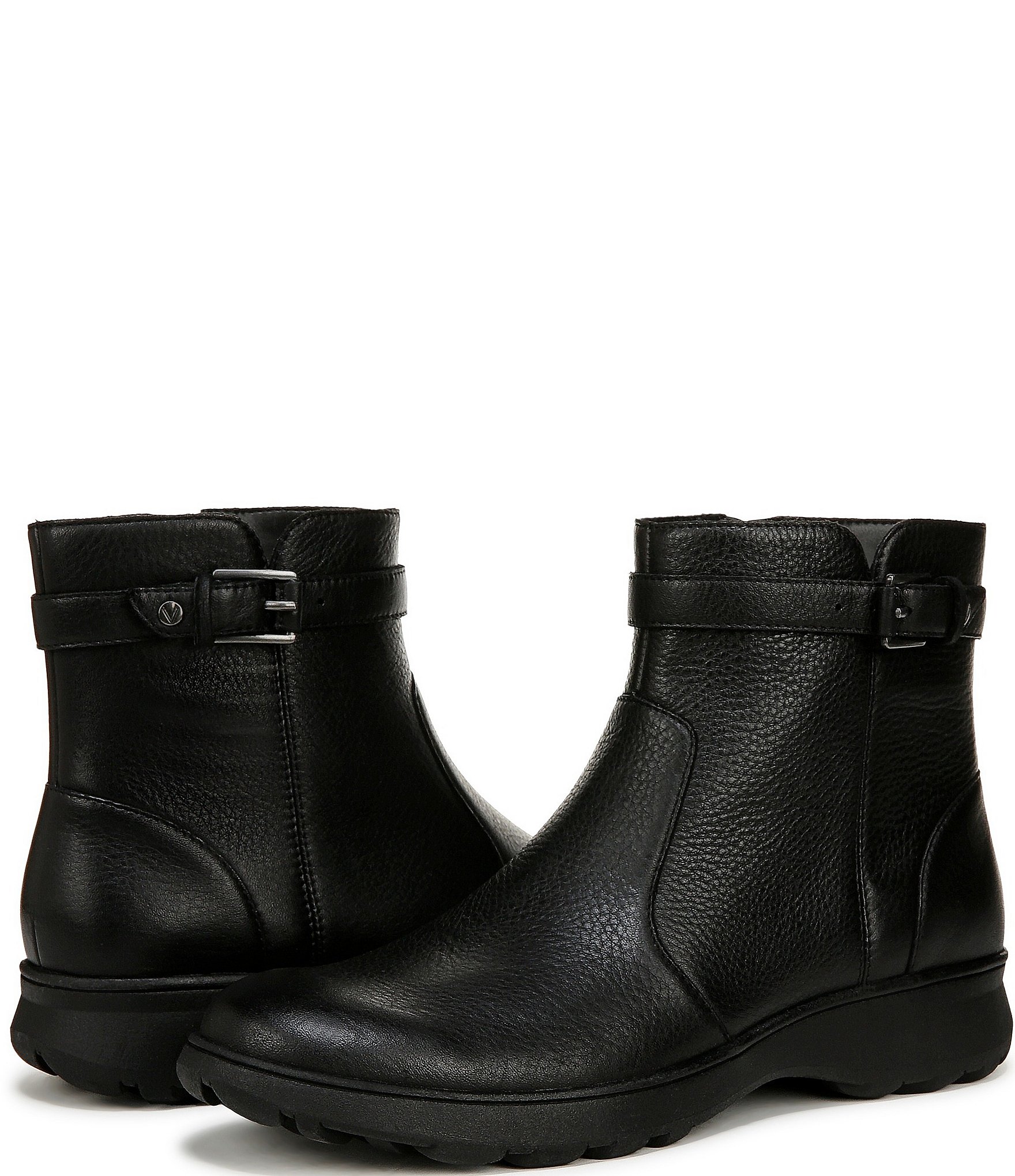 Vionic Redding Leather Buckle Ankle Booties