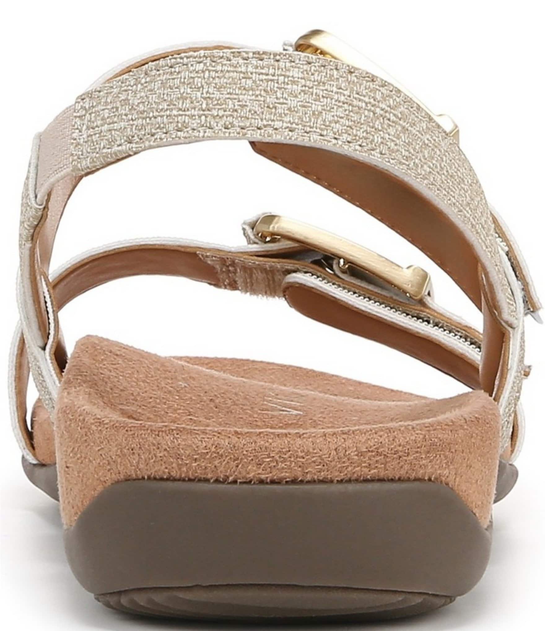 Vionic Reese Textured Buckle Hardware Banded Slingback Sandals