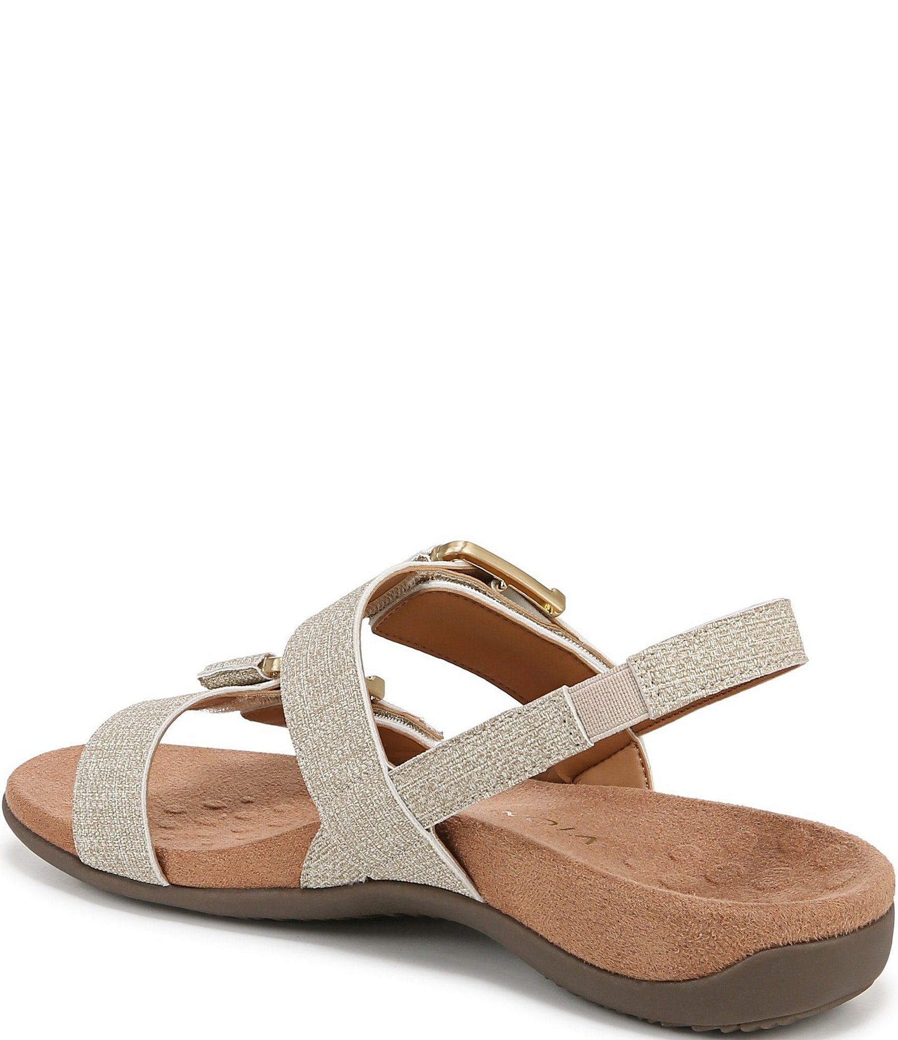 Vionic Reese Textured Buckle Hardware Banded Slingback Sandals