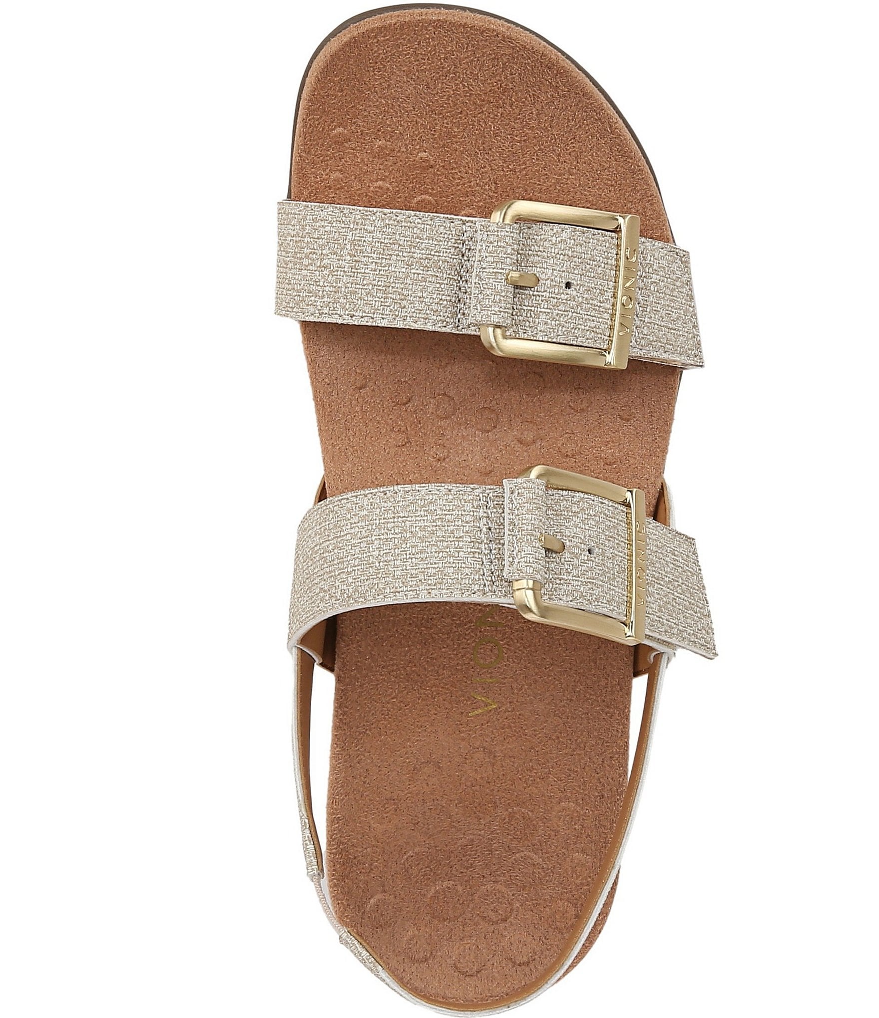 Vionic Reese Textured Buckle Hardware Banded Slingback Sandals