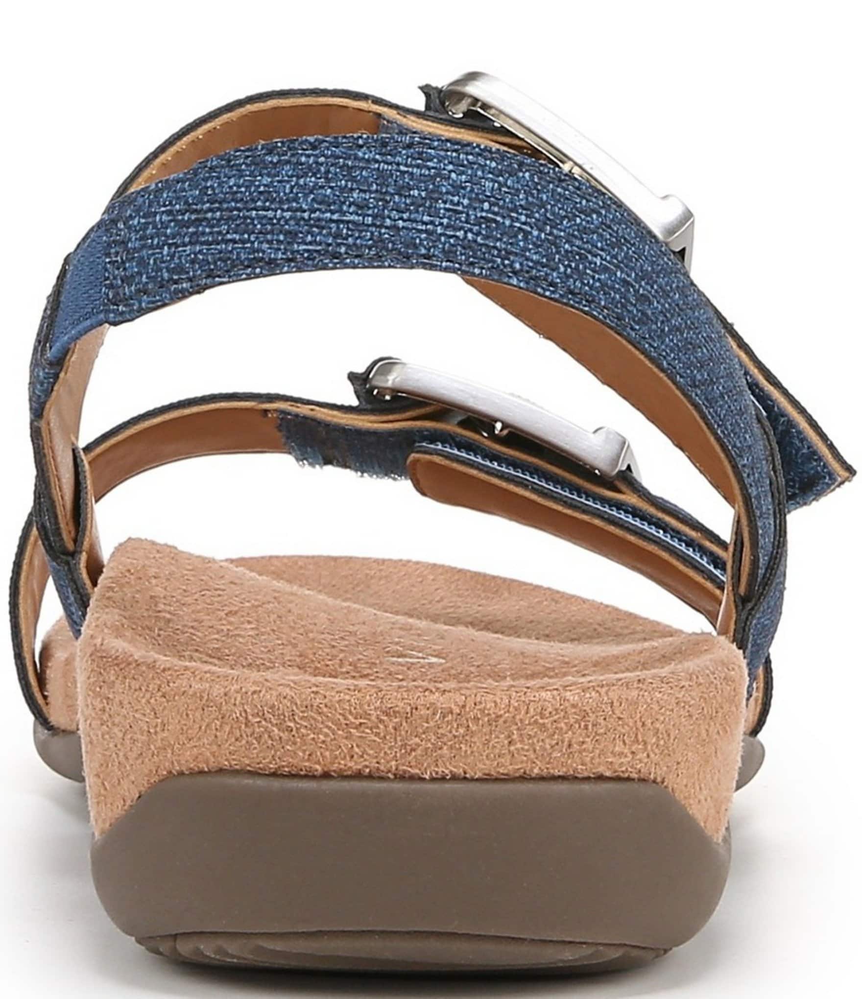 Vionic Reese Textured Buckle Hardware Banded Slingback Sandals