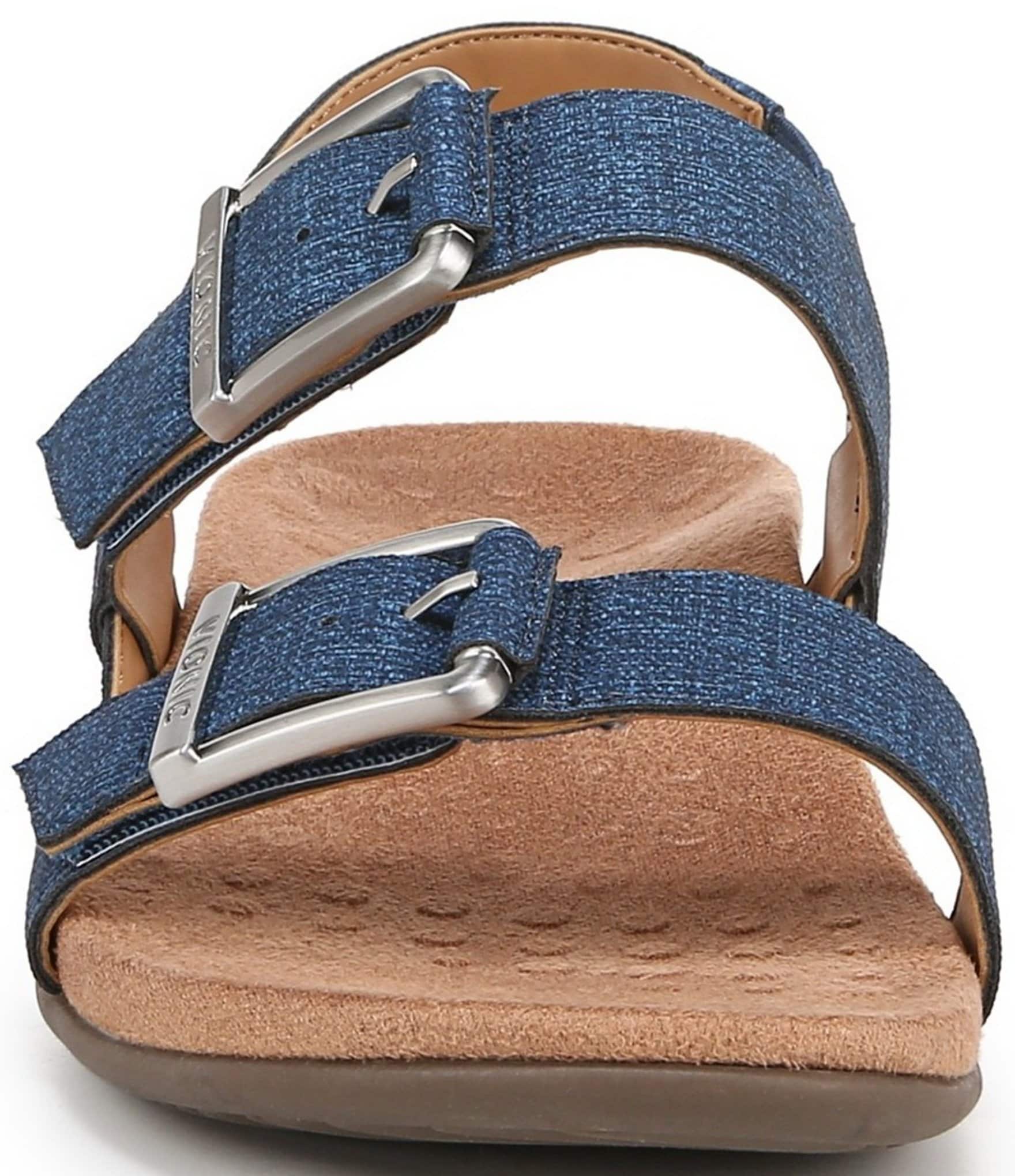 Vionic Reese Textured Buckle Hardware Banded Slingback Sandals