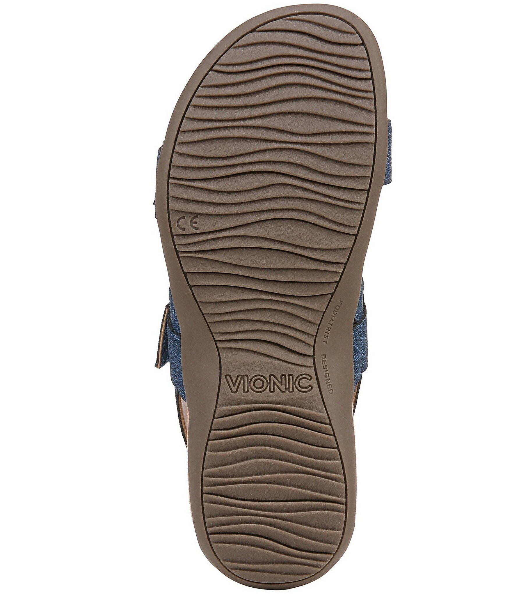 Vionic Reese Textured Buckle Hardware Banded Slingback Sandals