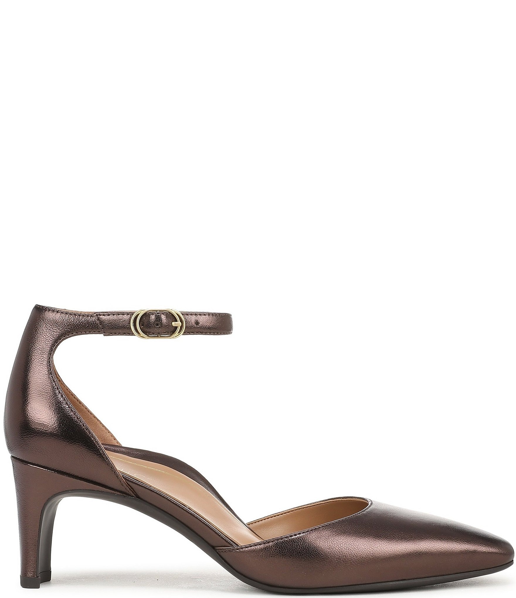 Vionic Scarlett Metallic Leather Ankle Strap Dress Pumps