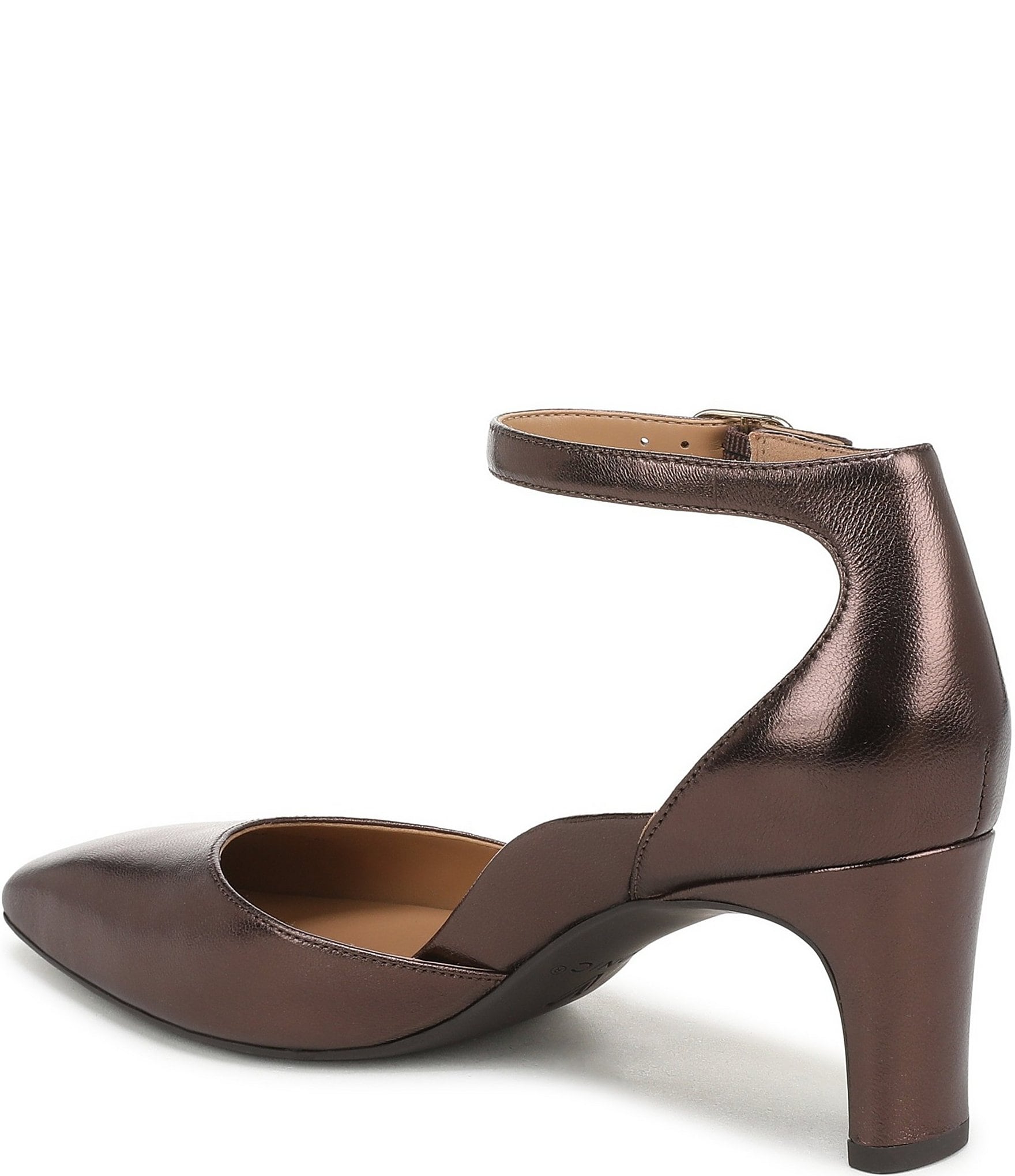 Vionic Scarlett Metallic Leather Ankle Strap Dress Pumps