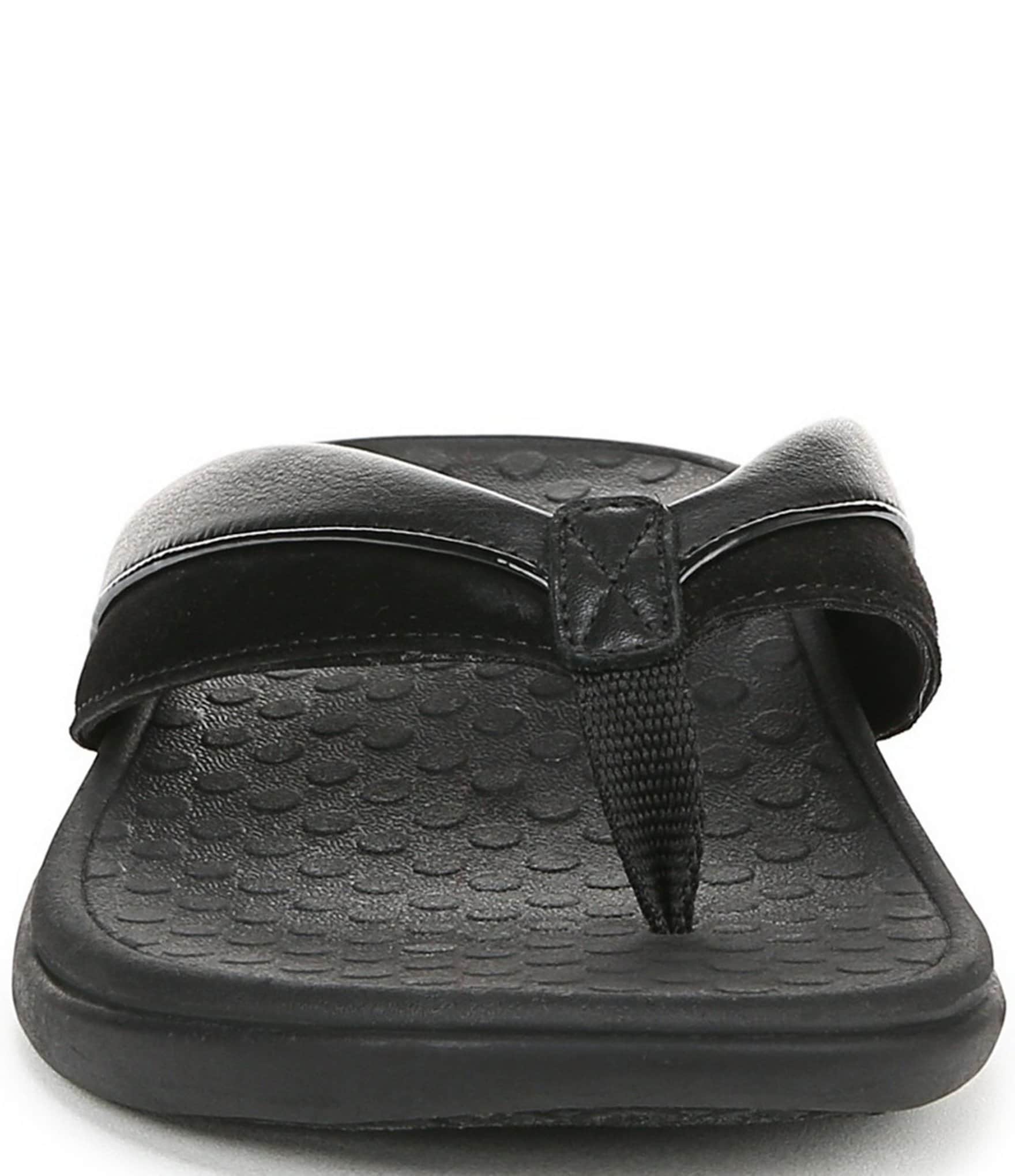 Vionic Shore Leather Trimmed Suede Thong Sandals