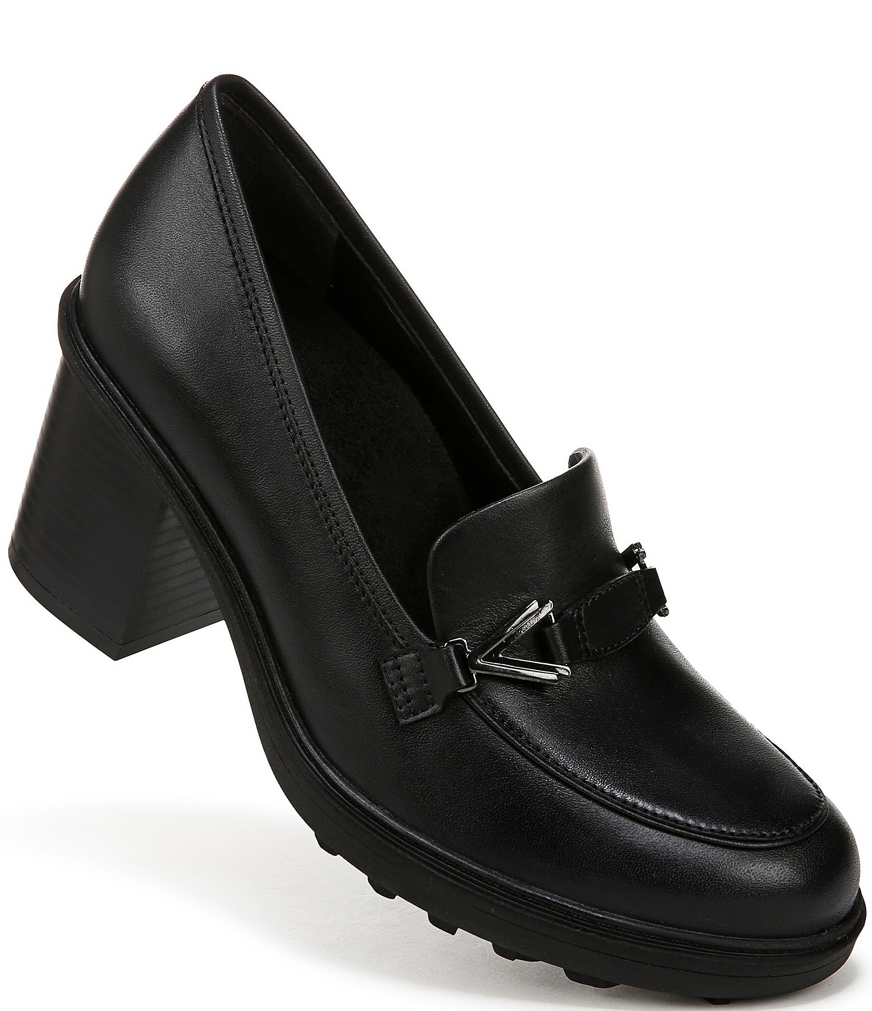 Vionic Tiburon Leather Block Heel Loafer Pumps