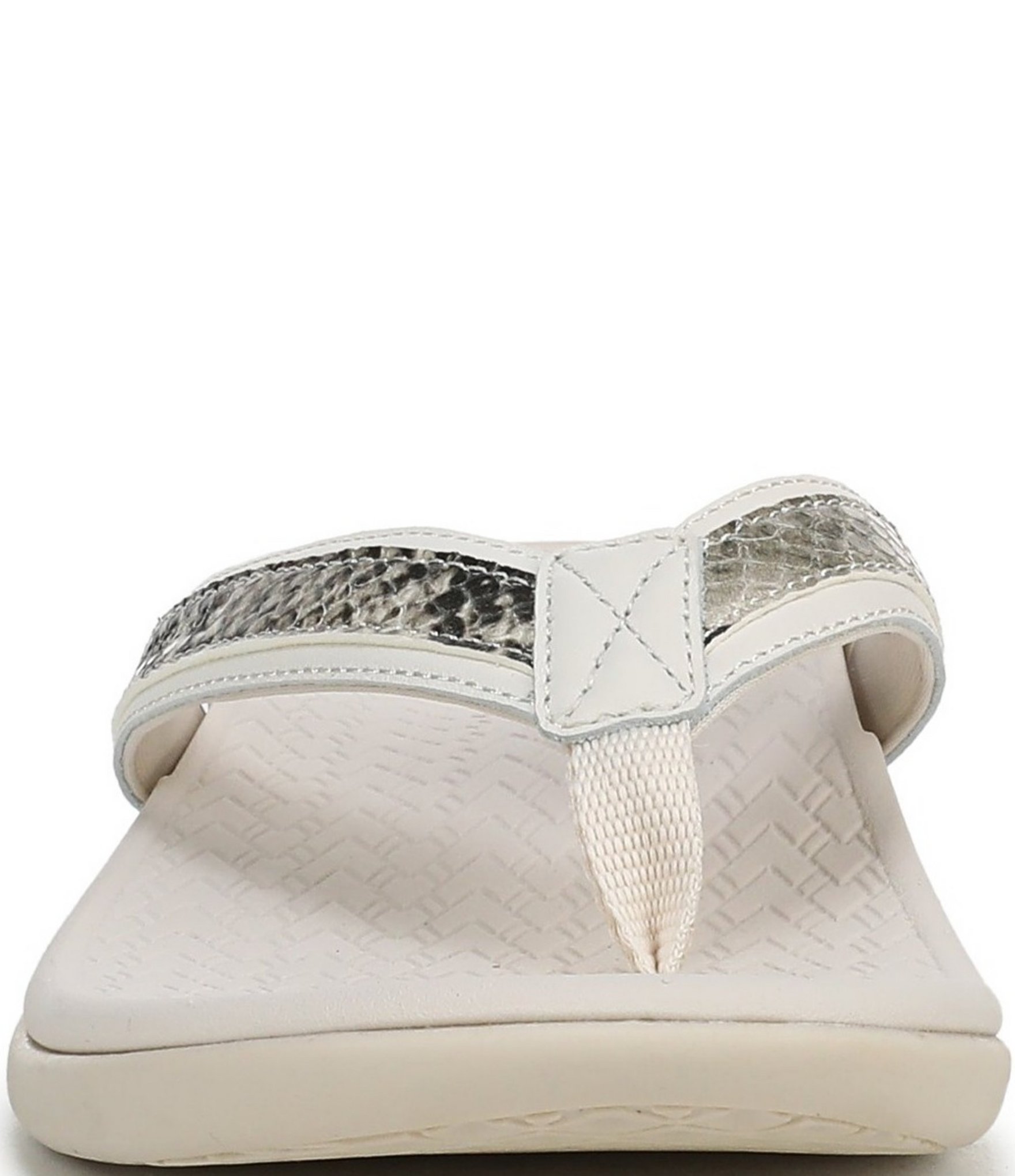 Vionic Tide II Snake Print Embossed Leather Thong Sandals