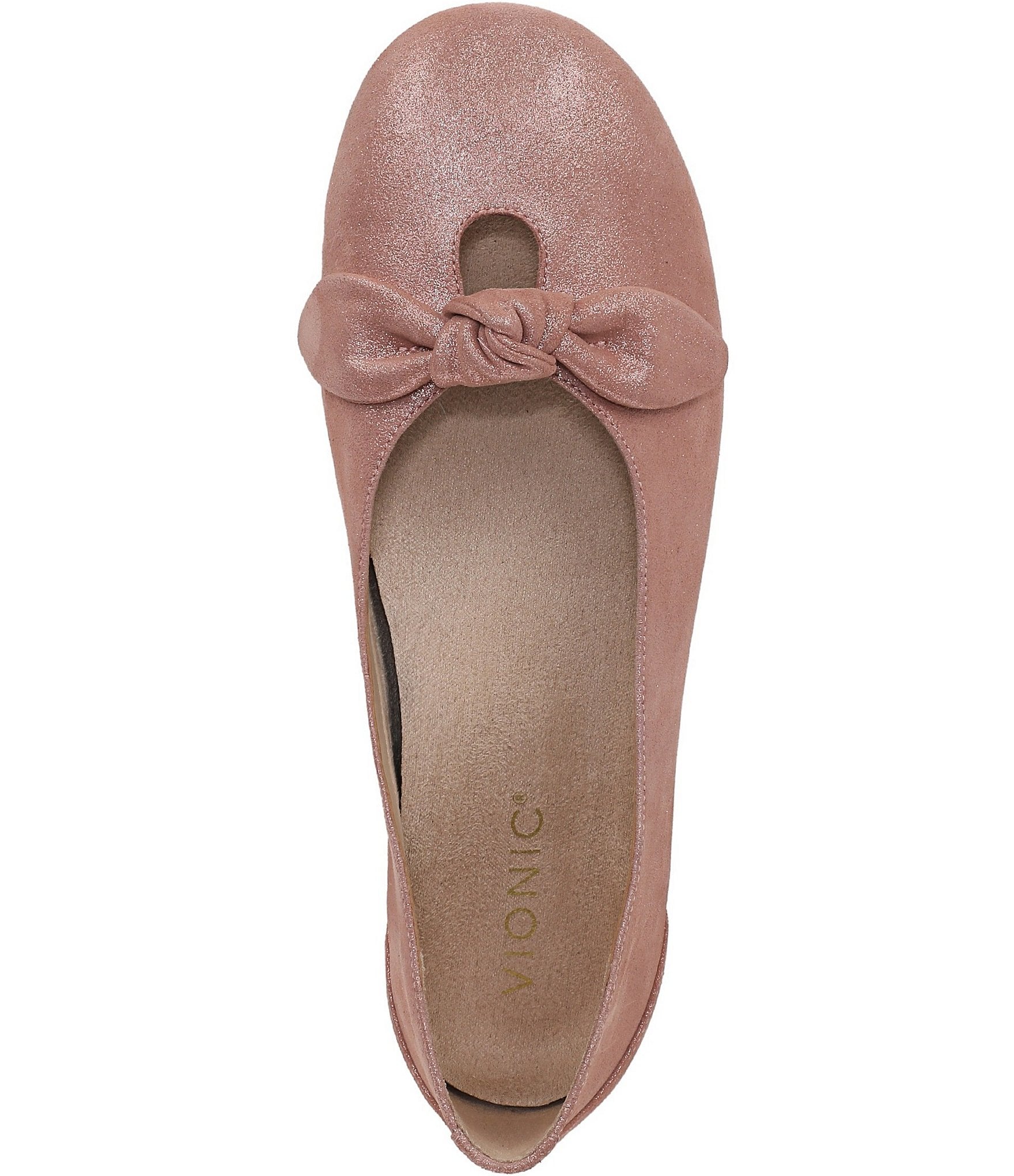 Vionic Tilly Leather Keyhole Bow Detail Ballet Flats